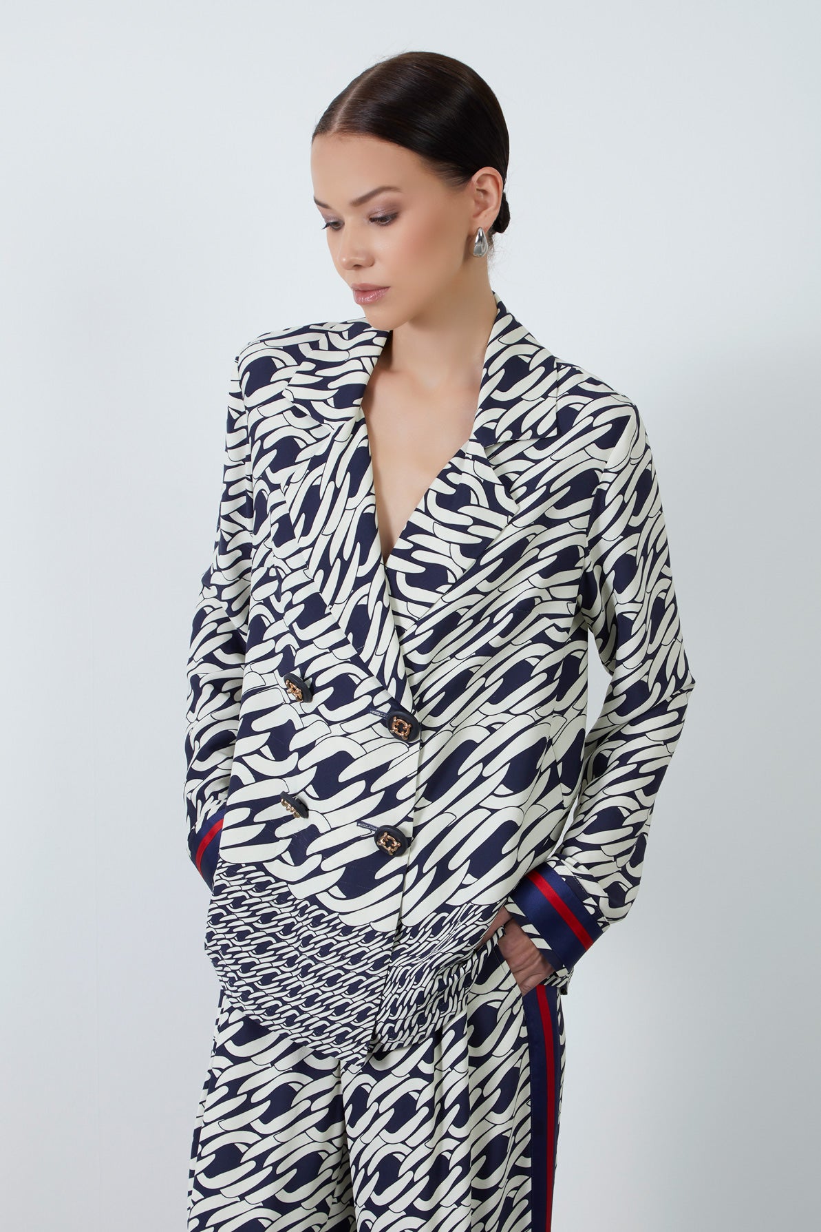 Manşet Detaylı Desenli Ceket