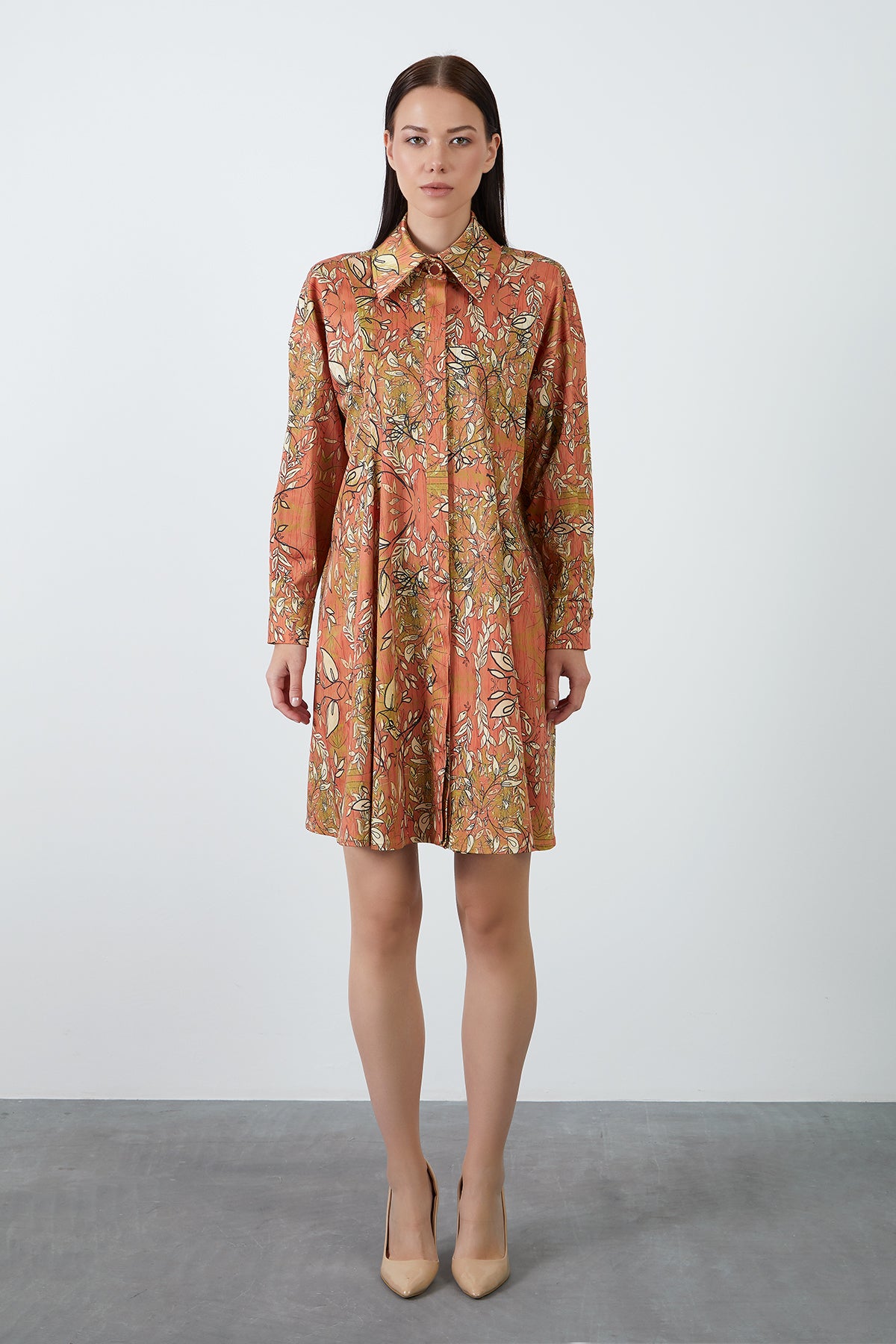 Desenli Gömlek Mini Elbise