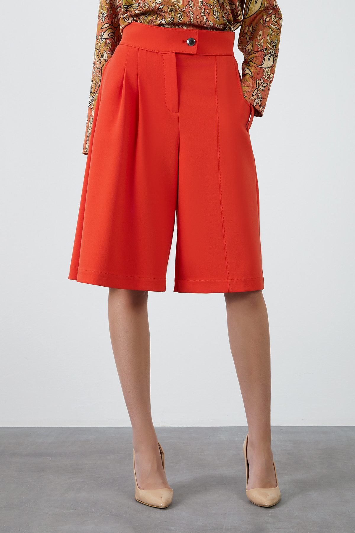 Yüksek Bel Mercan Bermuda Şort