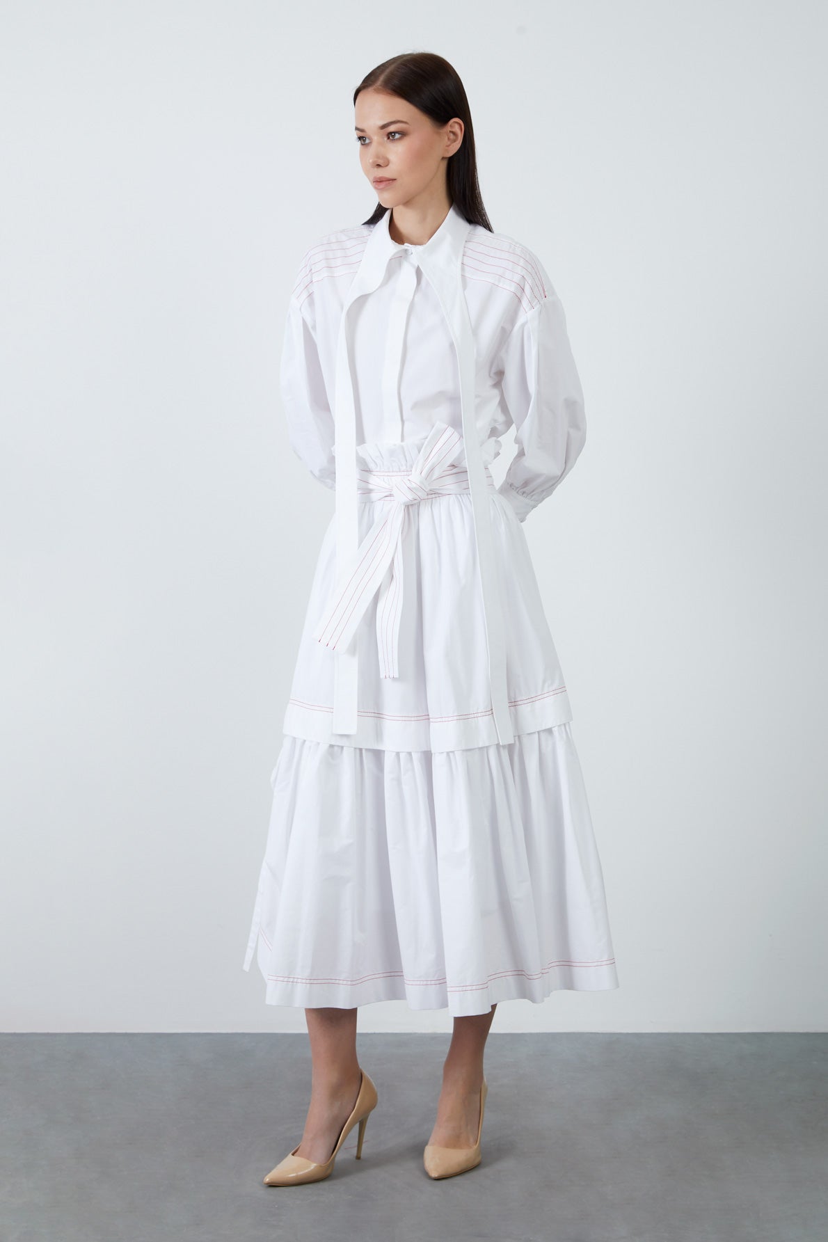 Belden Büzgülü İki Katlı Etek