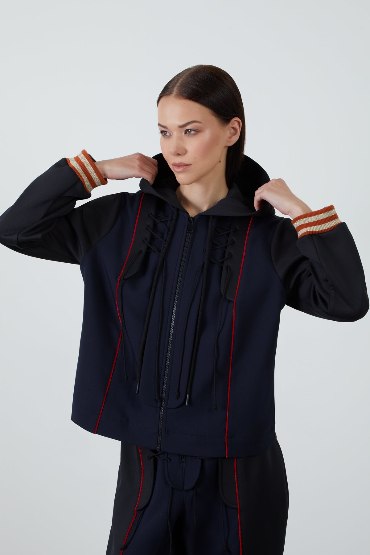 Kuşgözü Detaylı Fermuarlı Sweatshirt