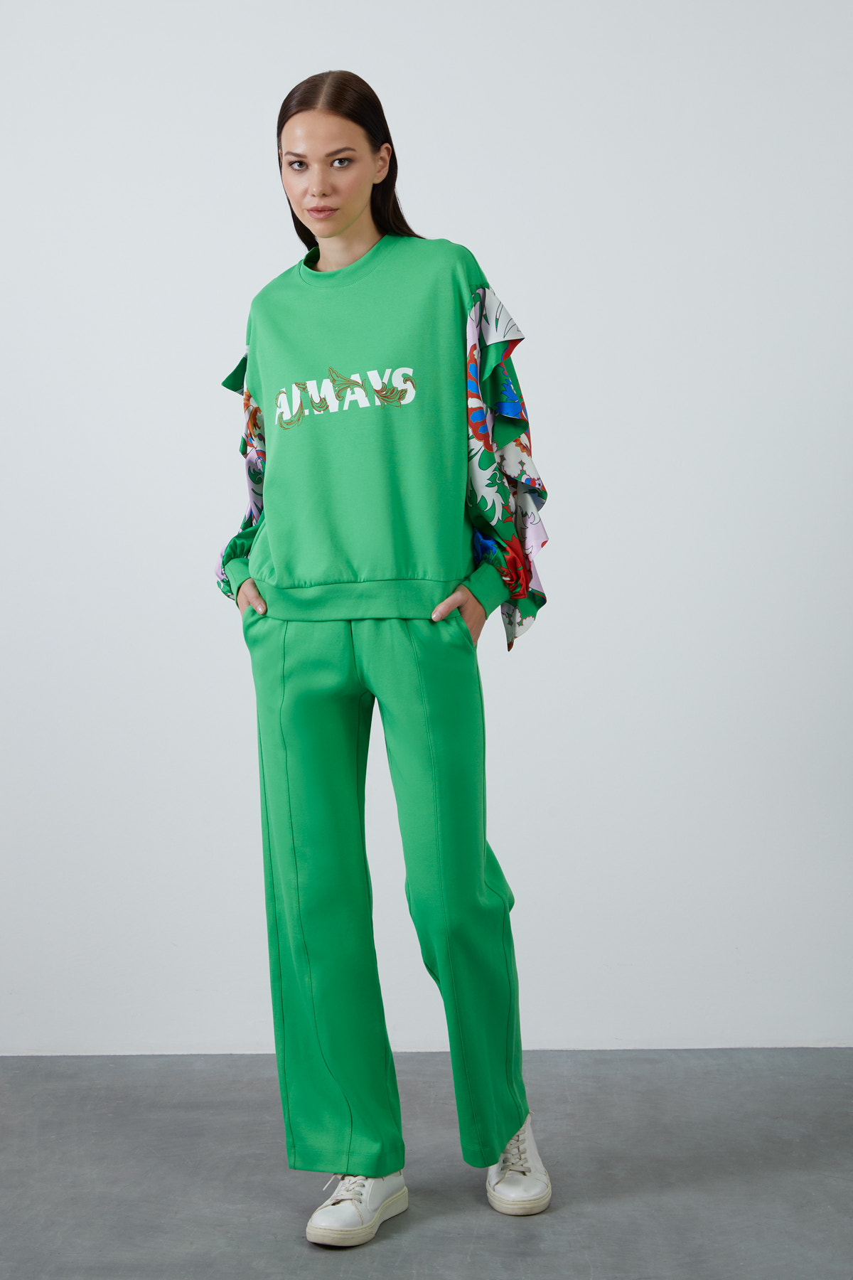 Always Yazı Baskılı Rahat Kesim Örme Eşofman Takımı