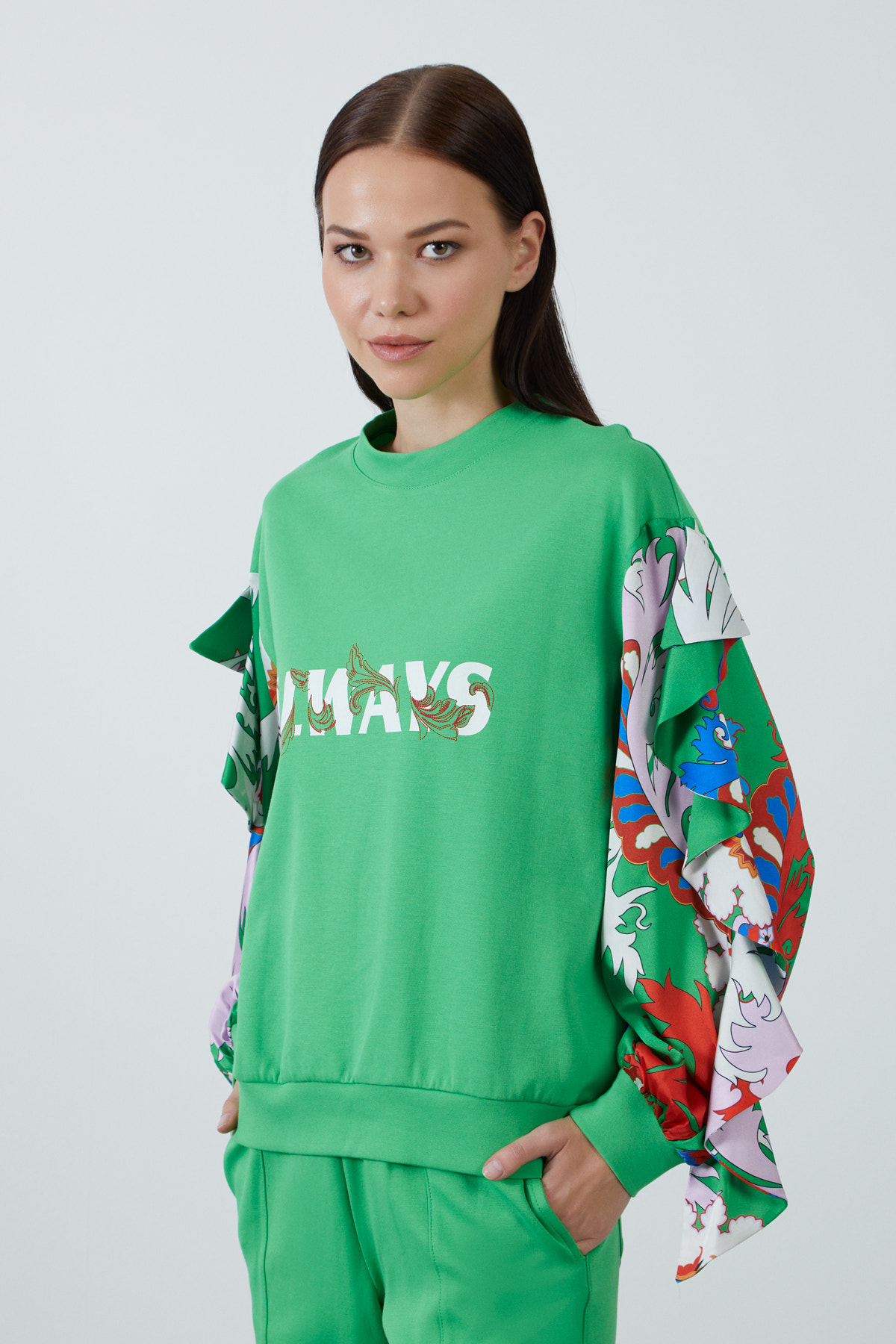 Always Yazı Baskılı Rahat Kesim Örme Eşofman Takımı