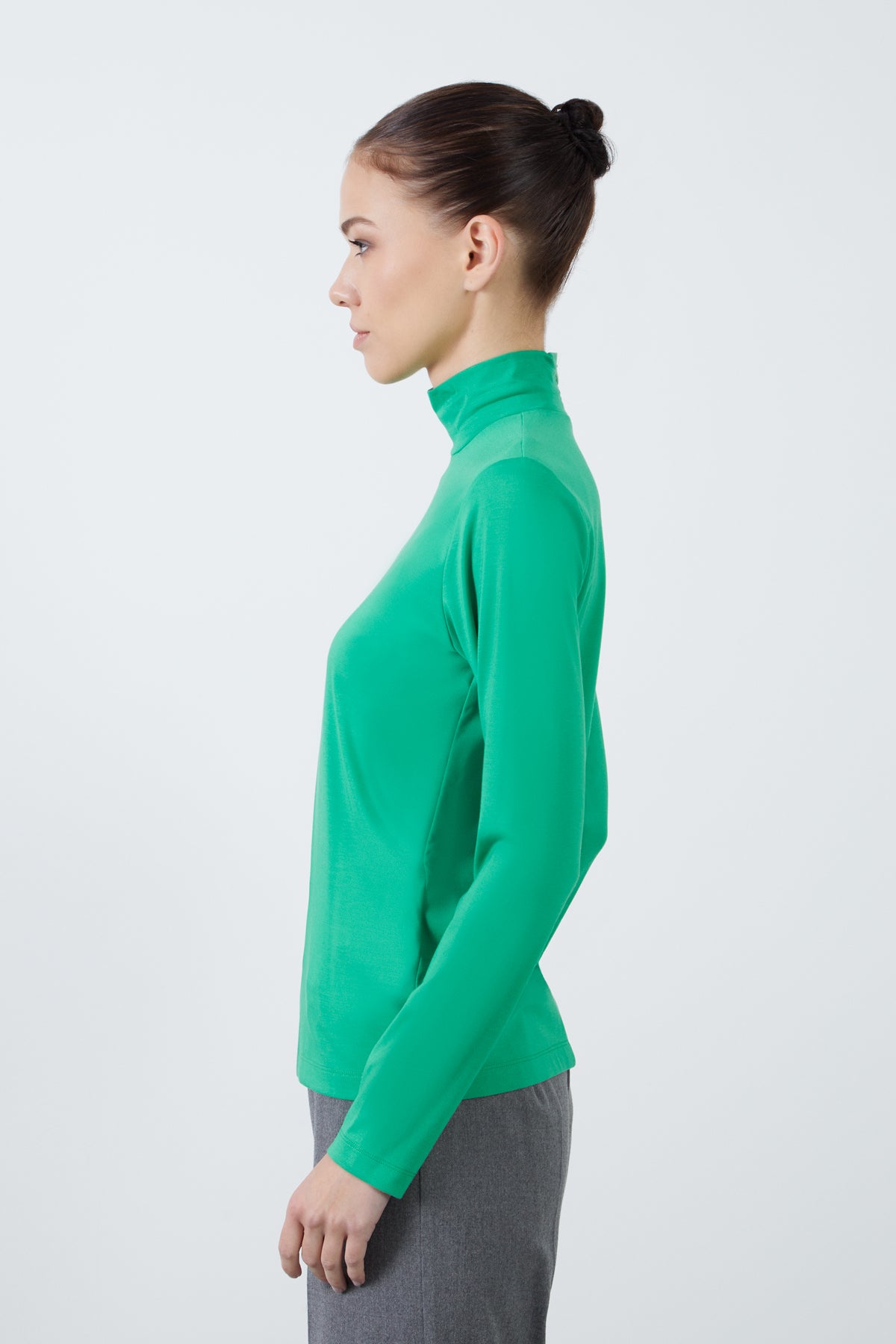 Arkası Fermuarlı Balıkçı Yaka Uzun Kollu Örme Bluz