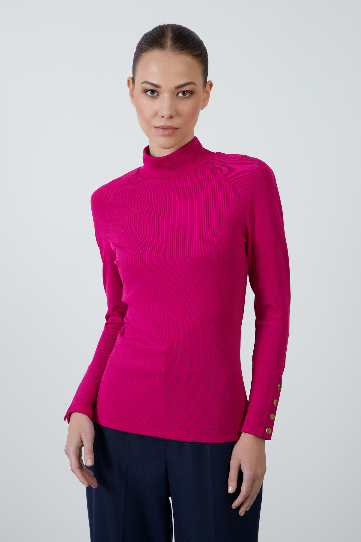 Dar Kesim Balıkçı Yaka Pembe Bluz