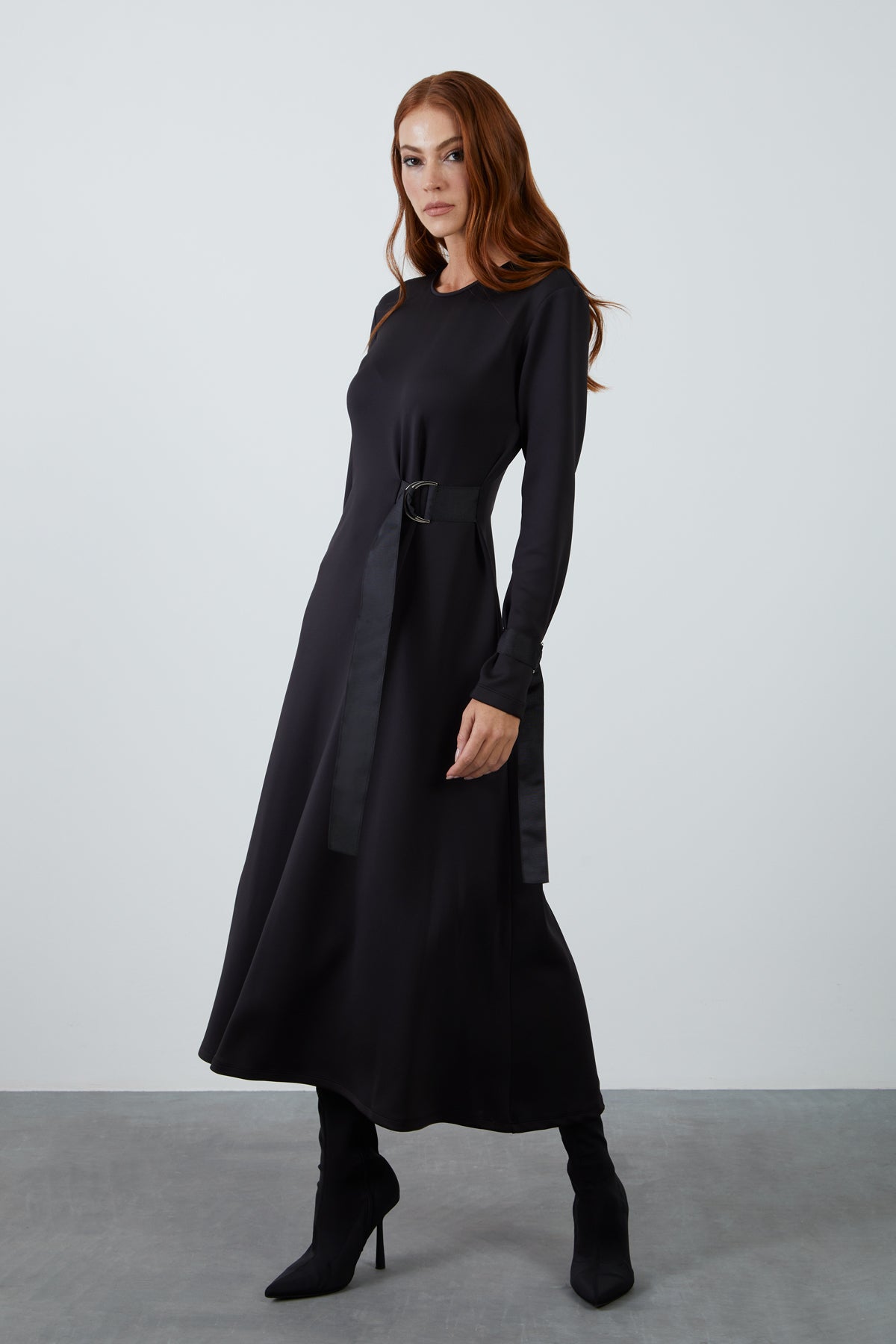 Grogren Şeritli D Toka Aksesuarlı Midi Boy Spor Elbise