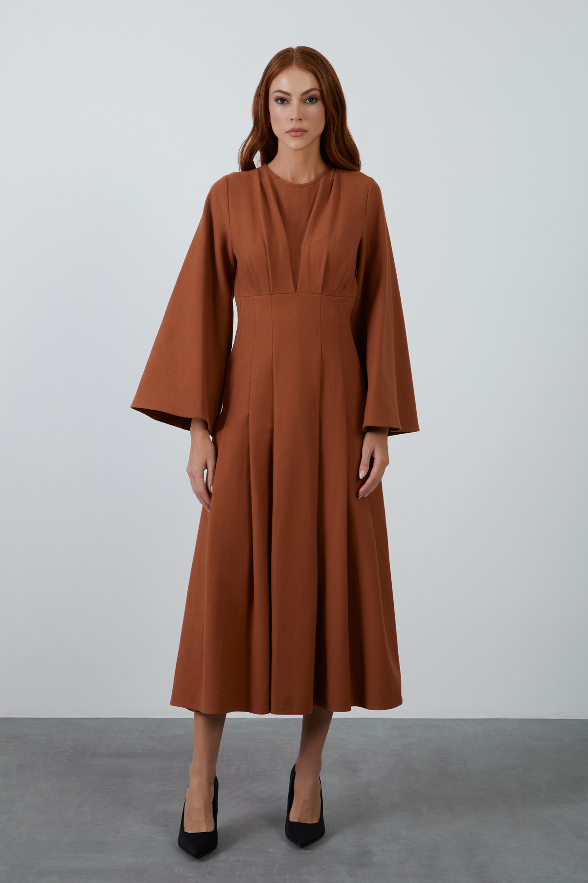 Bisiklet Yaka Maxi Boy Elbise