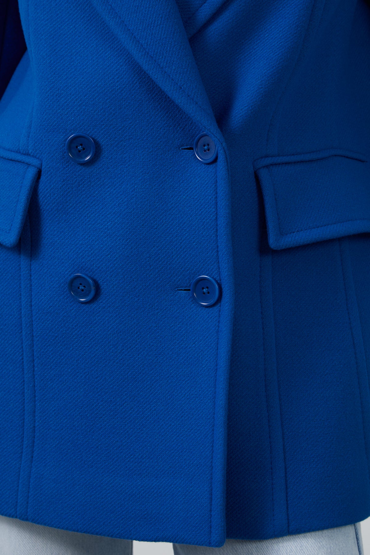 Kruvaze Kapama Geniş Cepli Kaşe Ceket