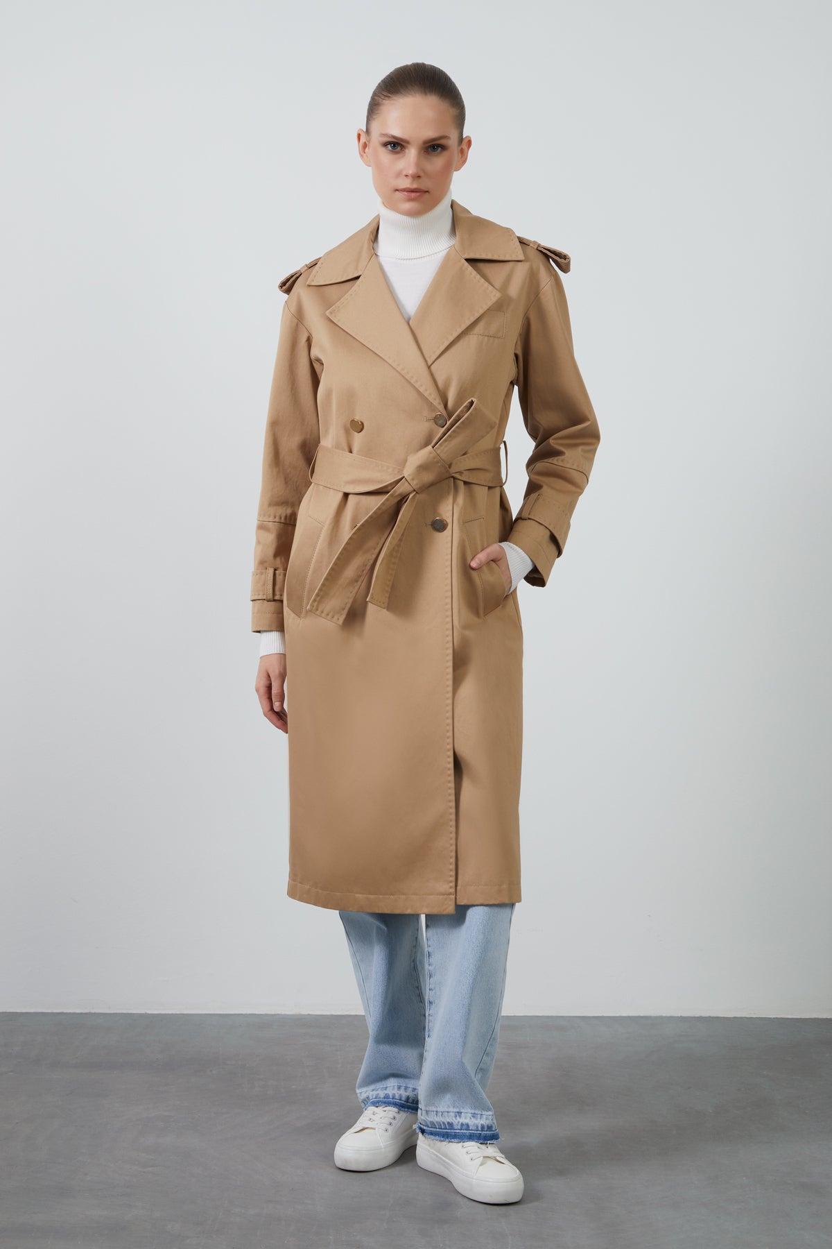 Kuşaklı Kruvaze Trenckot