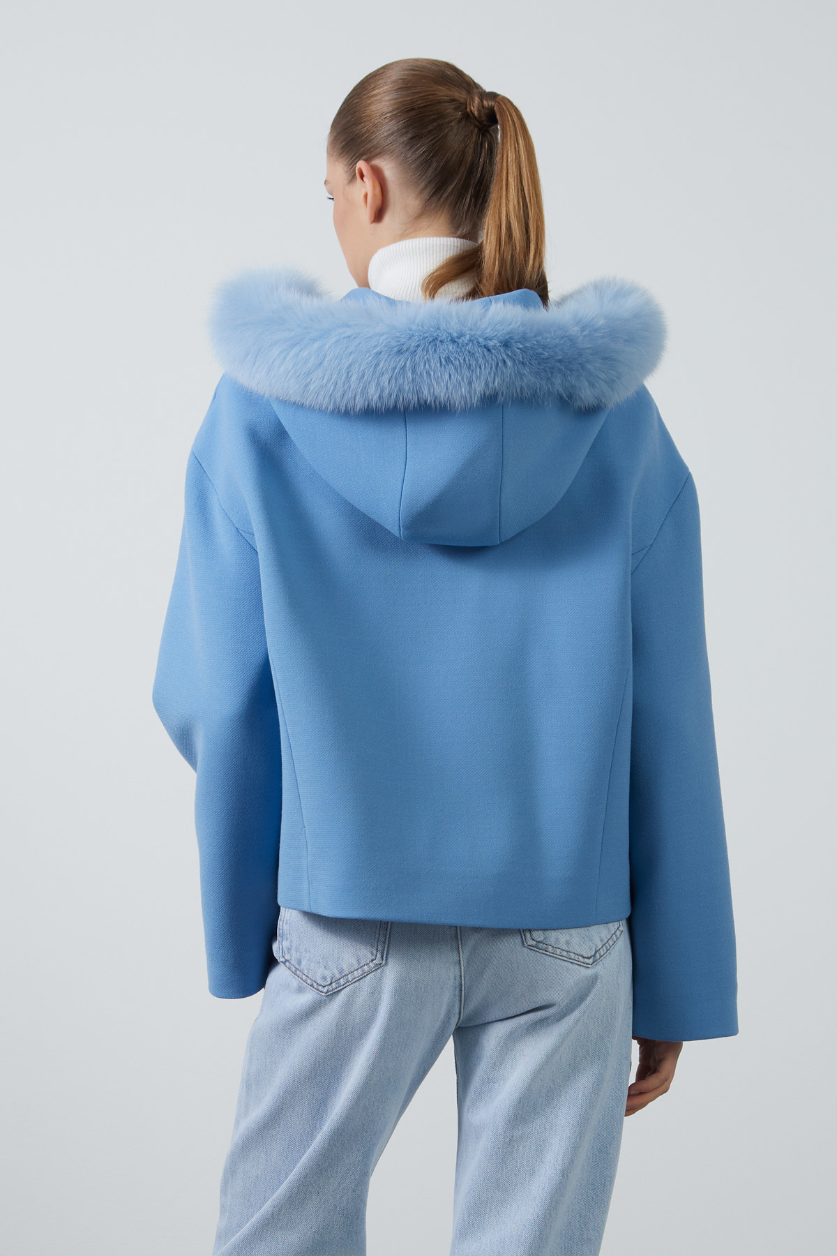 Kapüşonu Kürklü Kutu Form Kaşe Kaban