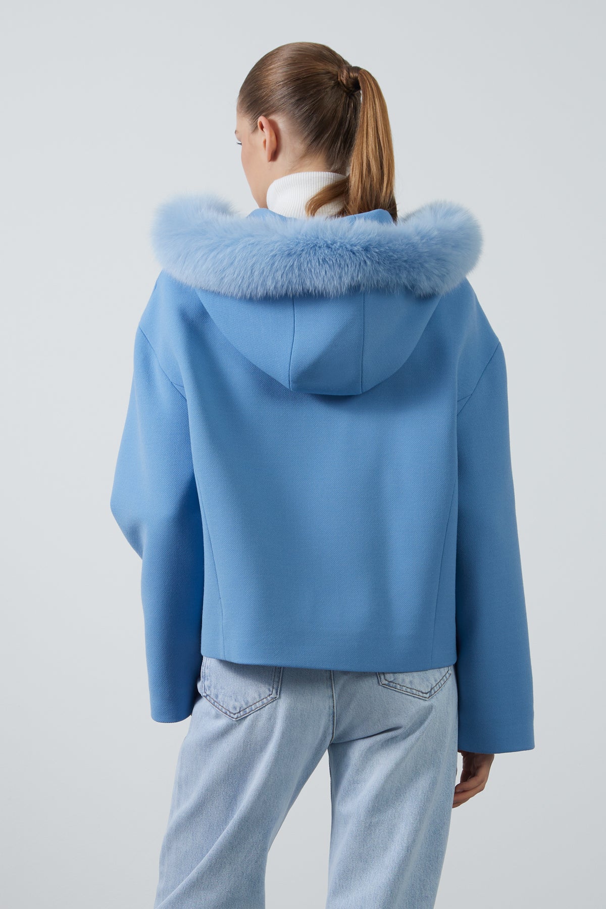 Kapüşonu Kürklü Kutu Form Kaşe Kaban