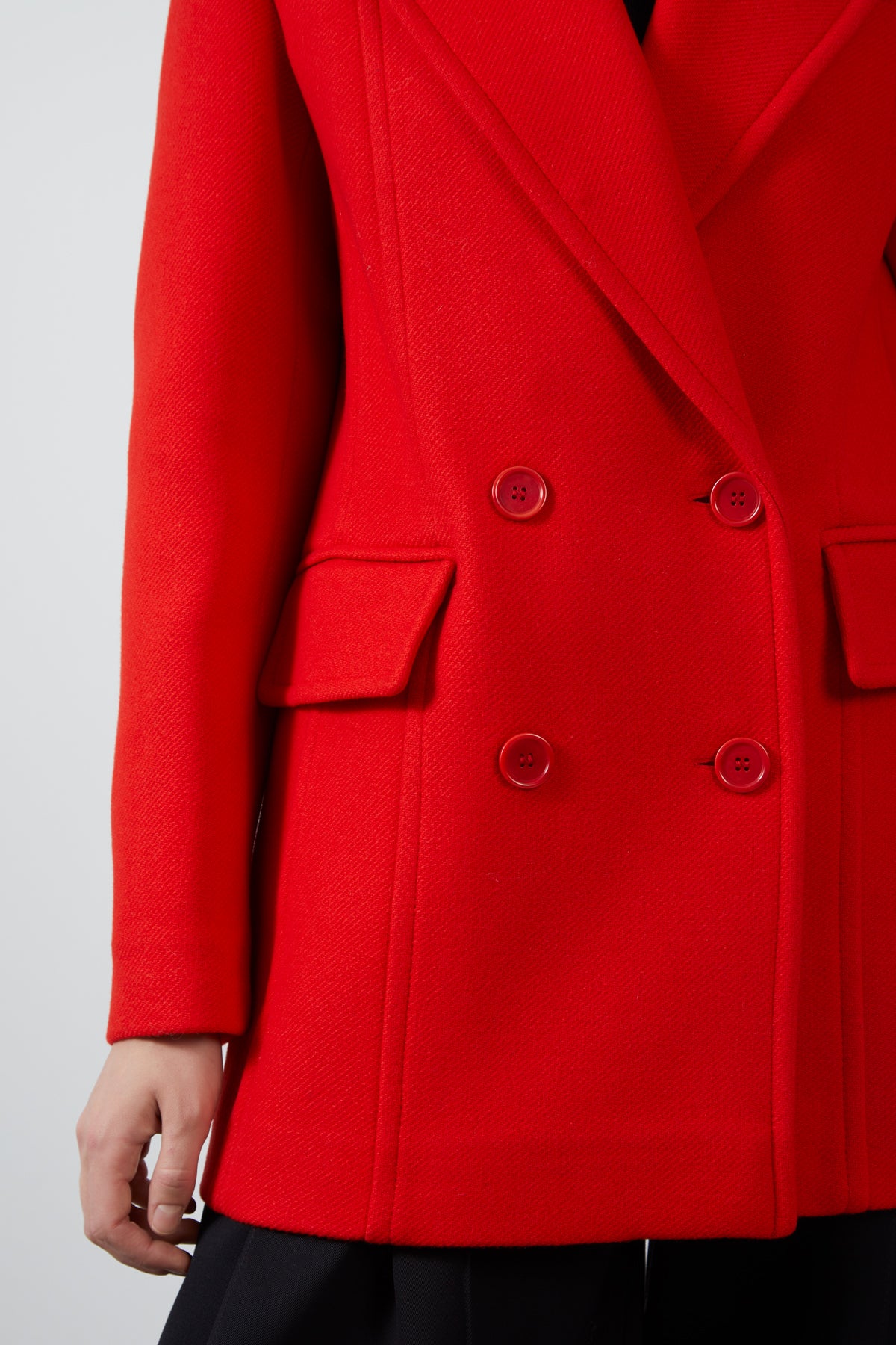 Kruvaze Kapama Geniş Cepli Kaşe Ceket