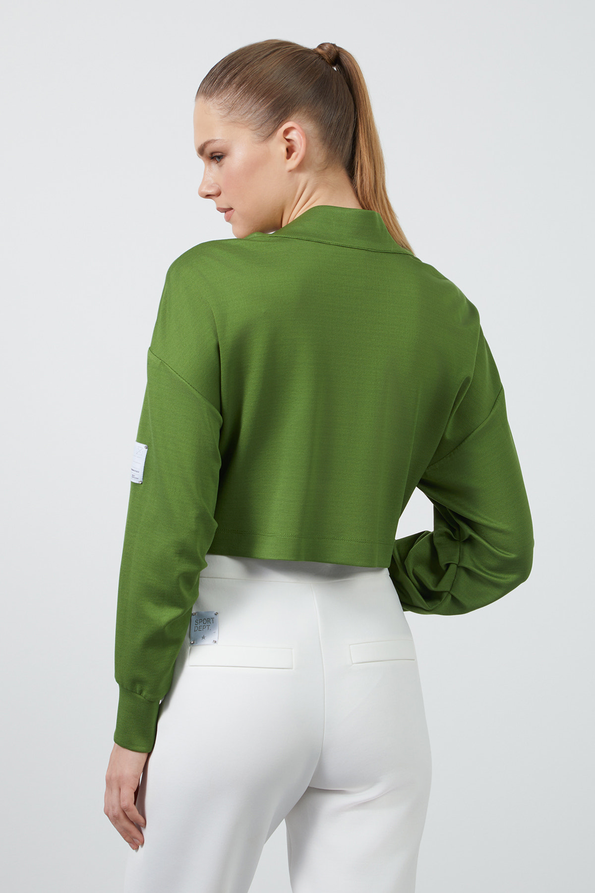 Etiket Detay Önü Fermuarlı Sweatshirt