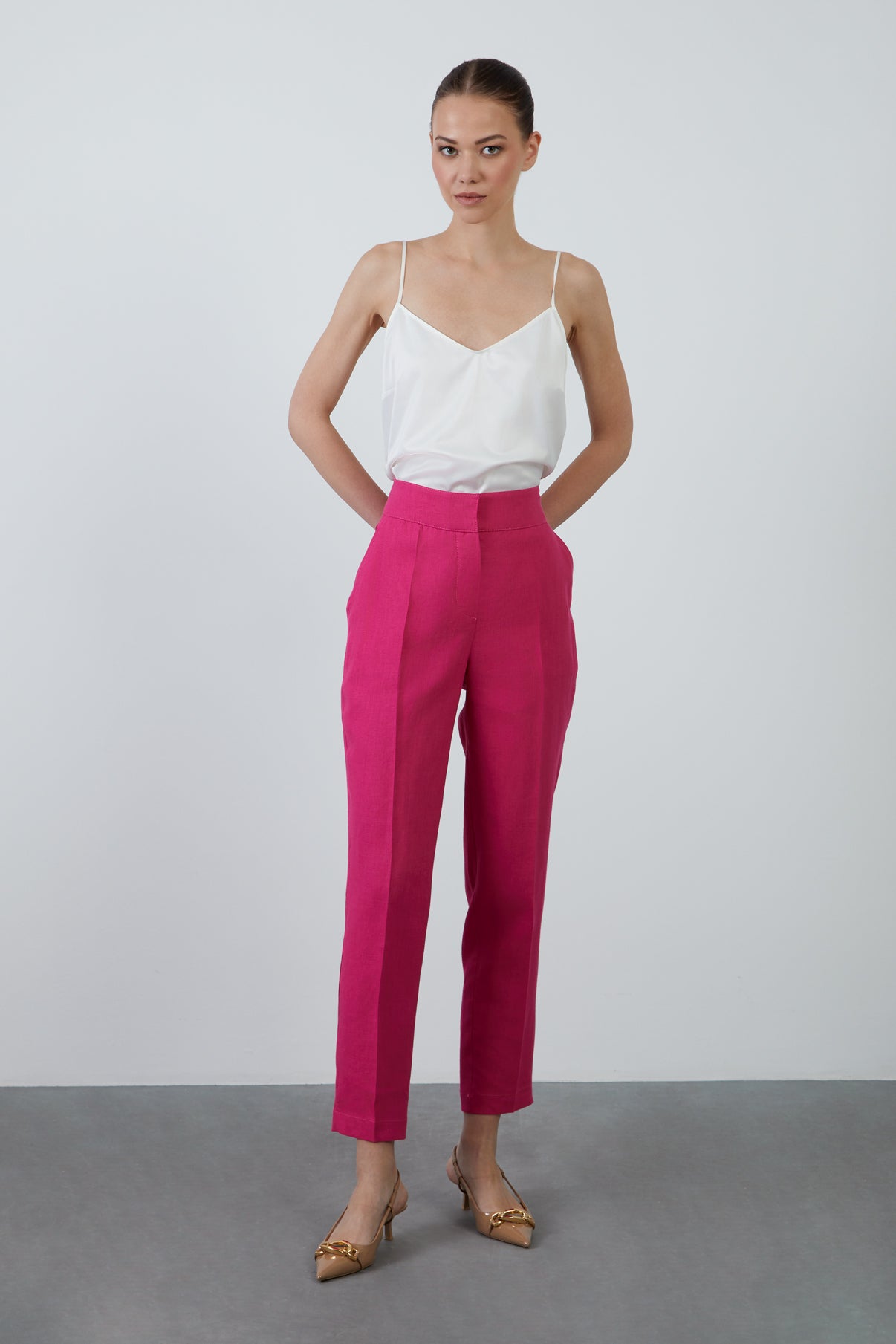 Cepli Keten Koyu Pantolon