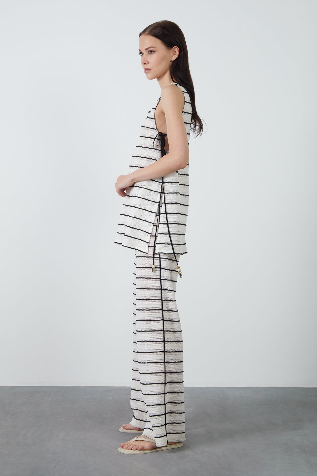 Dantel Detaylı Çizgili Bluz