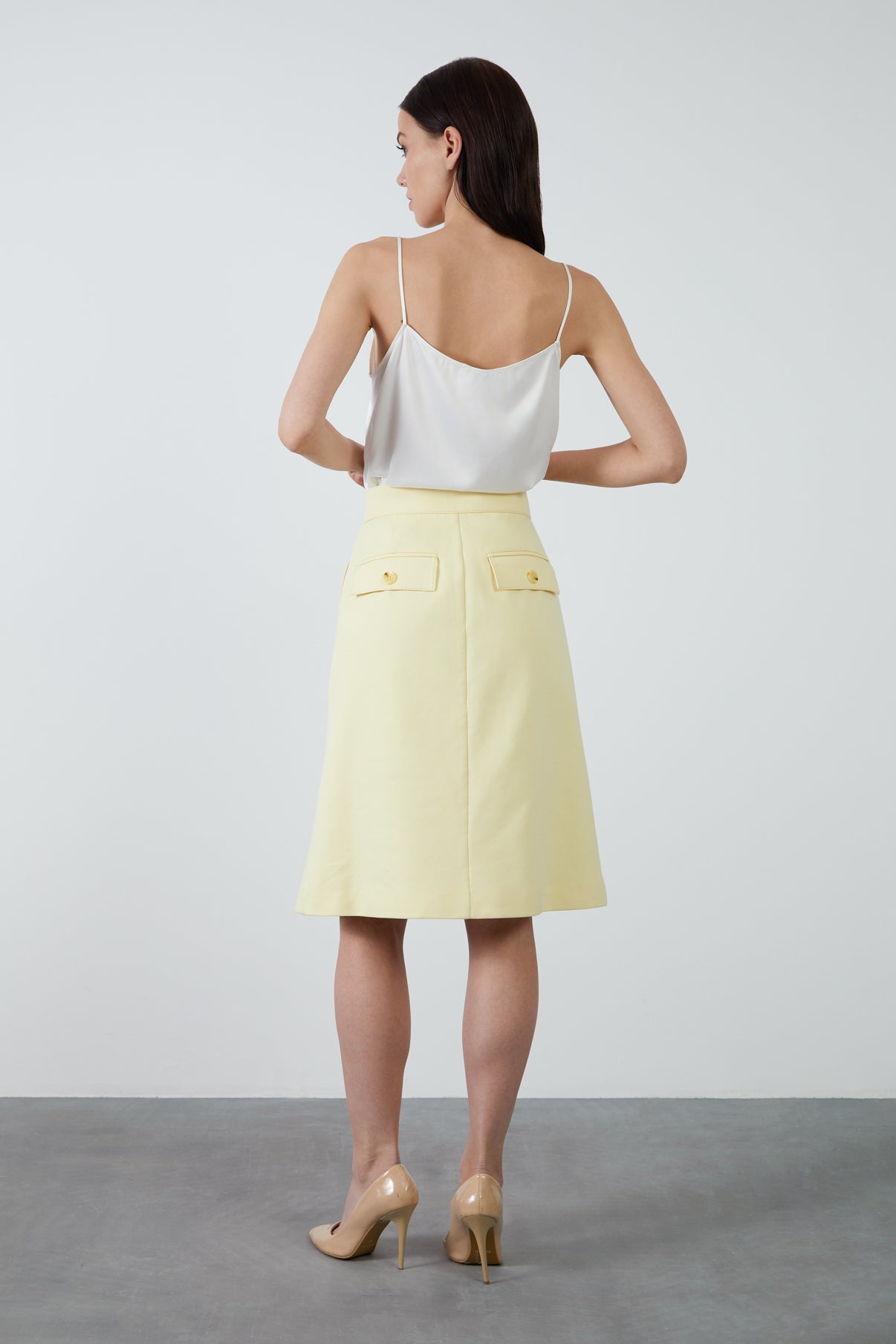 Kruvaze Kapama Kemik Düğmeli Etek