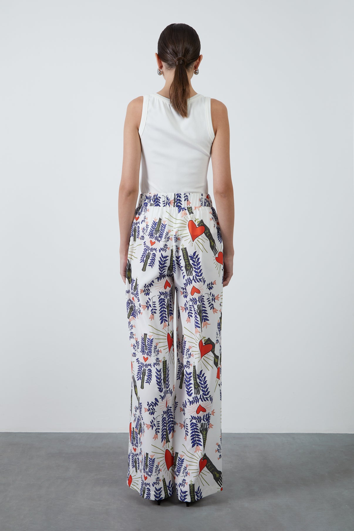 Renkli Baskılı Bol Paça Pantolon