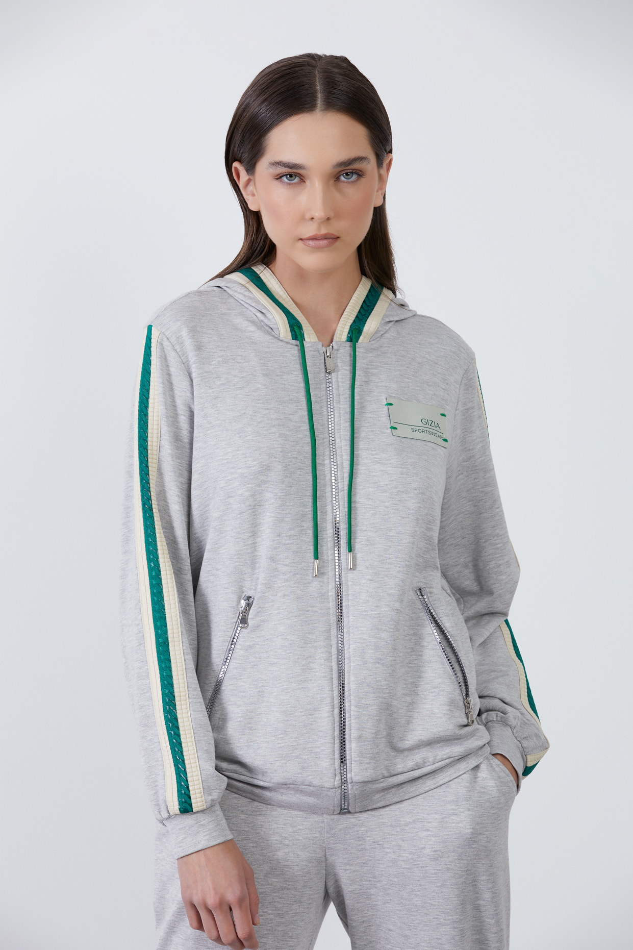 Şerit Detaylı Kapüşonlu Sweatshirt