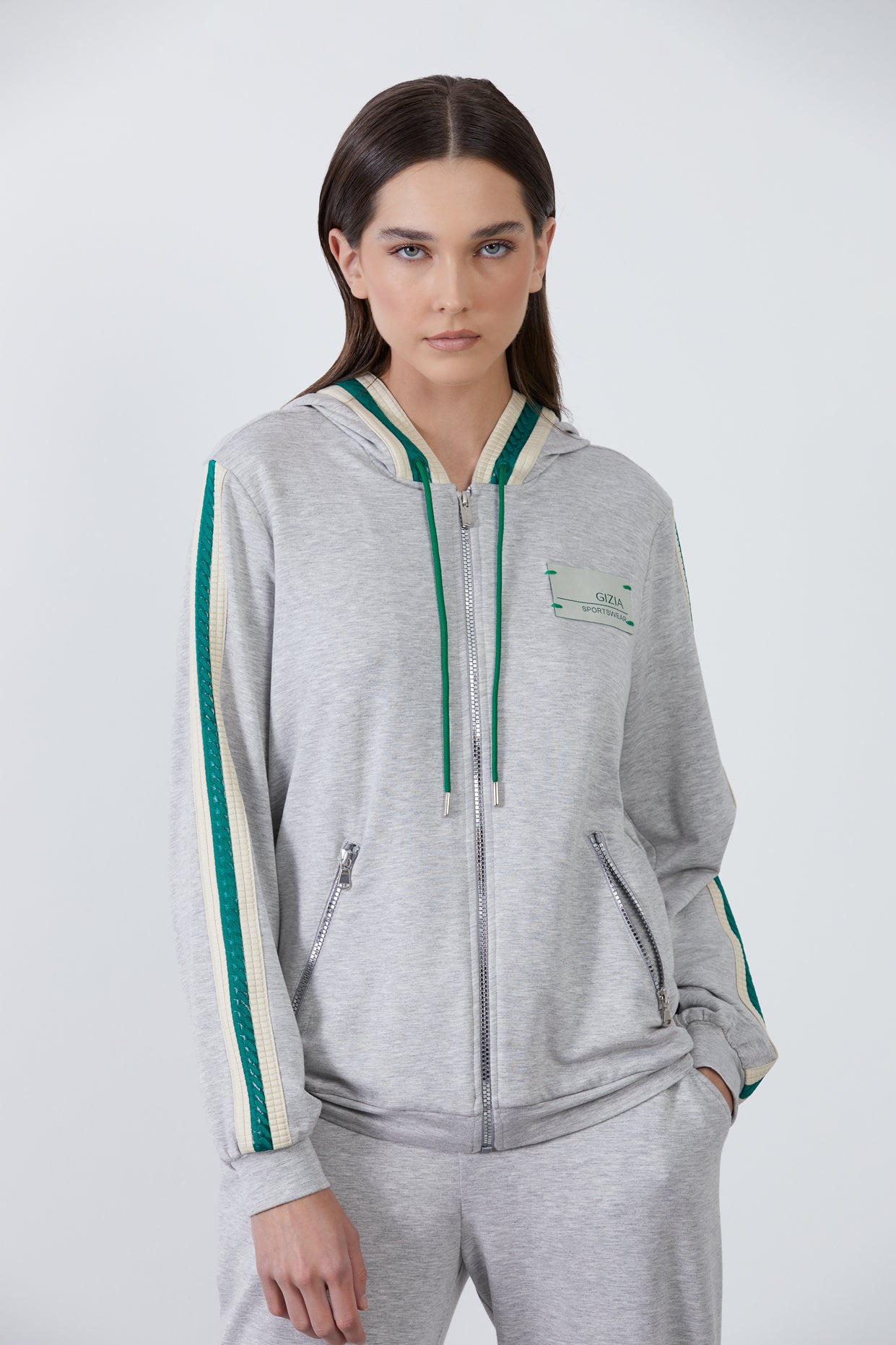 Şerit Detaylı Kapüşonlu Sweatshirt