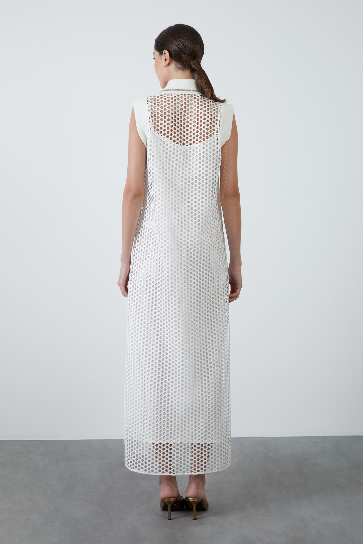 İç Elbiseli File Uzun Elbise