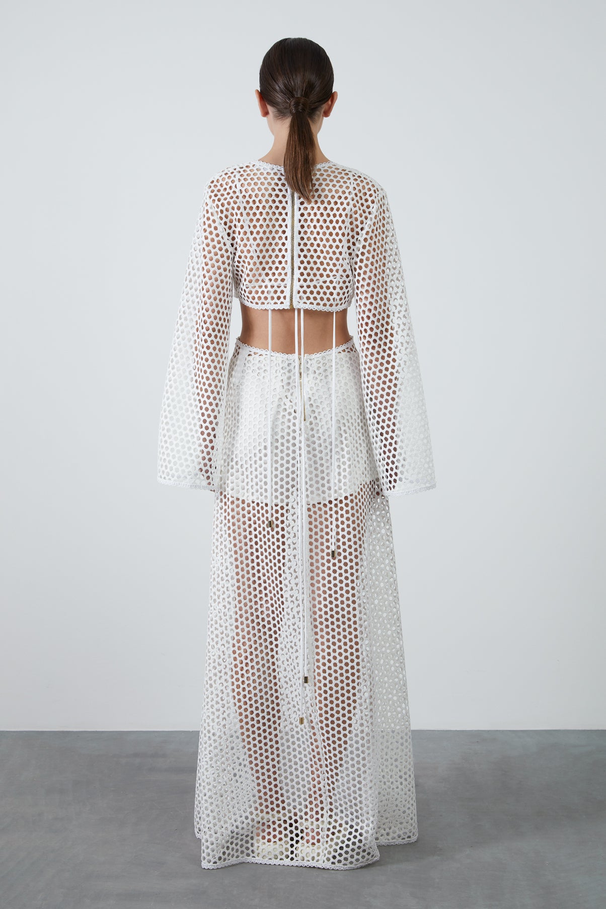 Pencere Detaylı Fileli Elbise