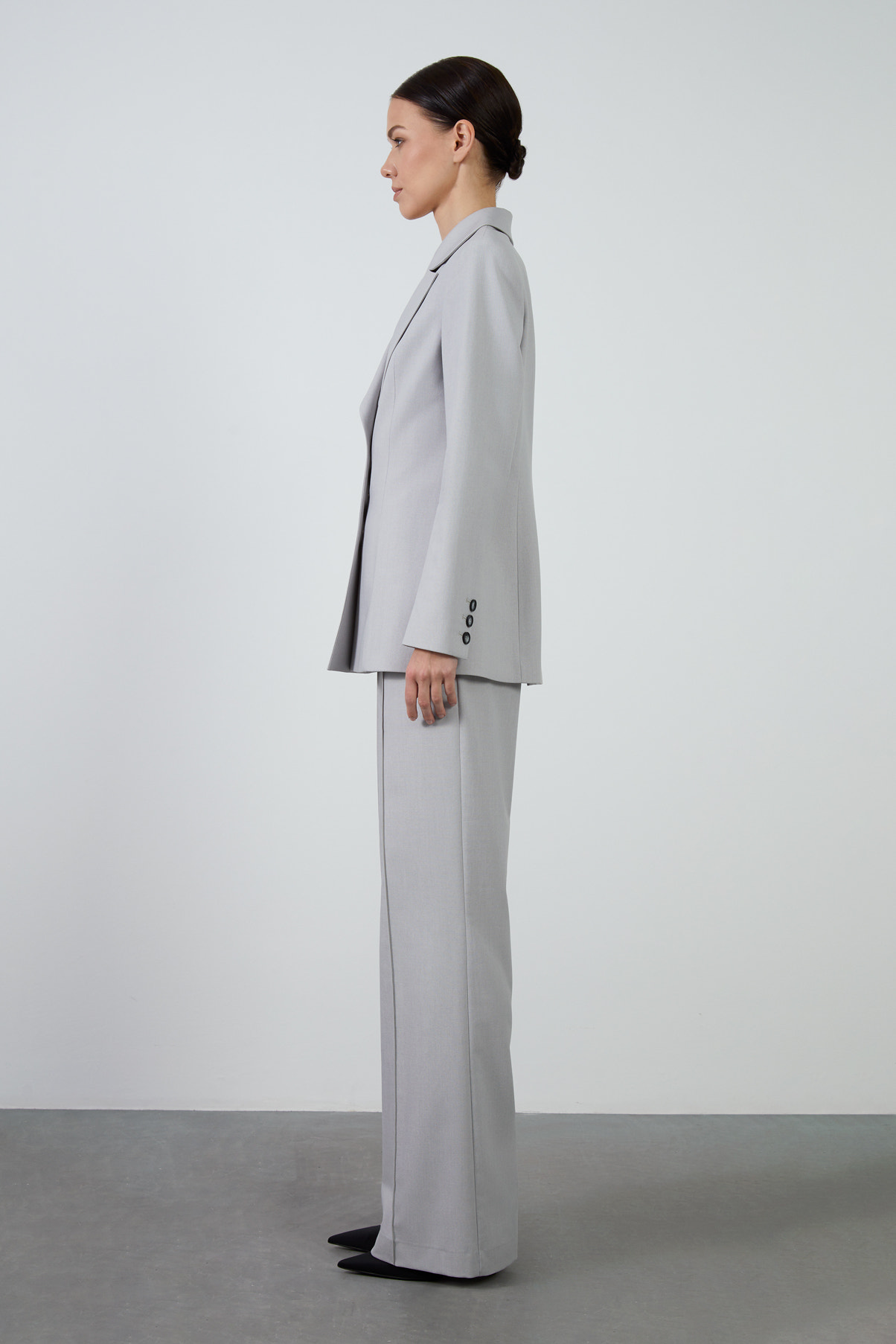 Mono Kapamalı Bele Oturan Pol Paça Pantolonlu Takım