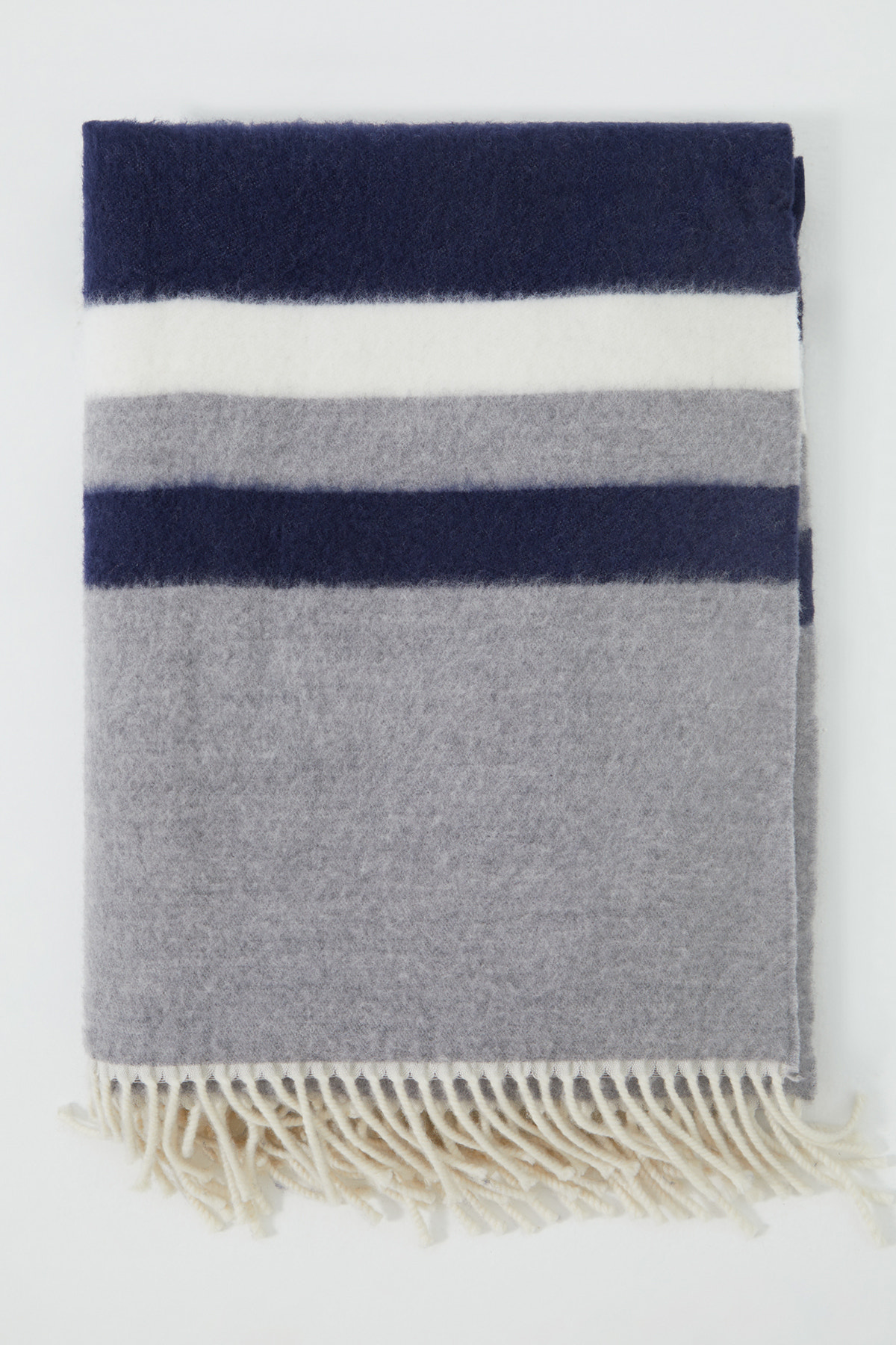 Püskül Detaylı Çizgi Desenli Şal