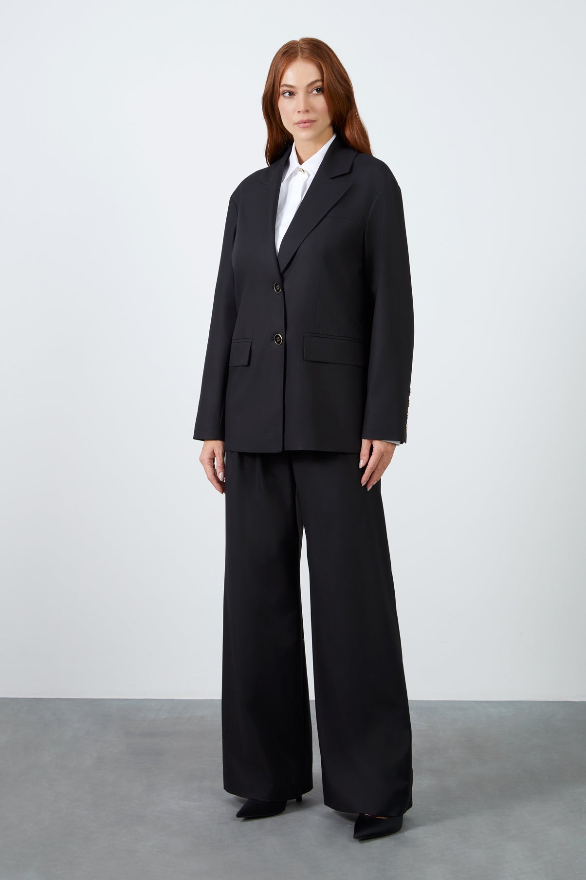 Rahat Kesim Ceketli Palazzo Pantolonlu Takım