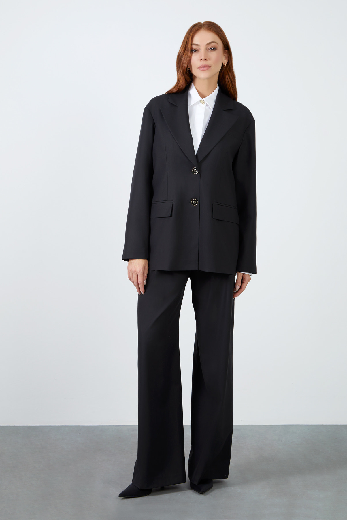 Rahat Kesim Ceketli Palazzo Pantolonlu Takım