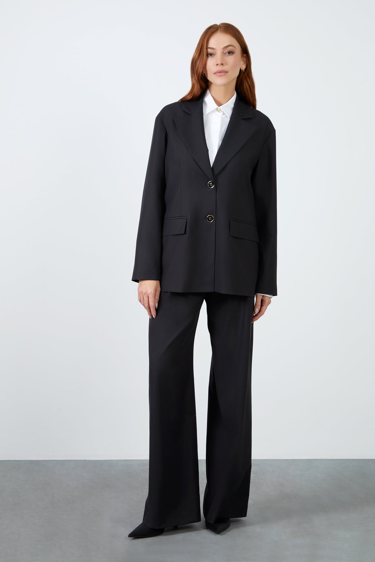 Rahat Kesim Ceketli Palazzo Pantolonlu Takım