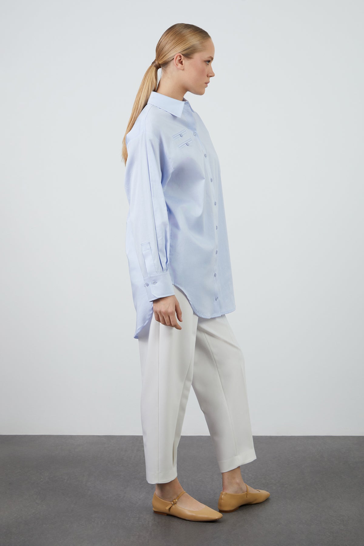 Cep Süslemeli Poplin Gömlek