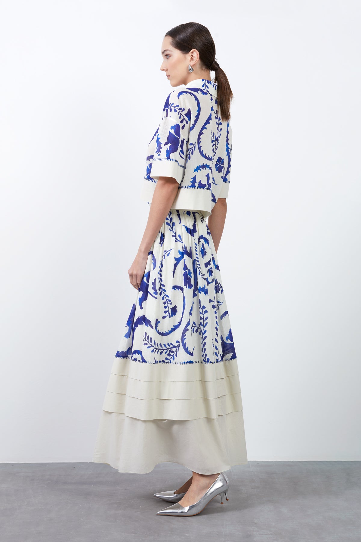 Dikiş Detaylı Desenli Gömlek