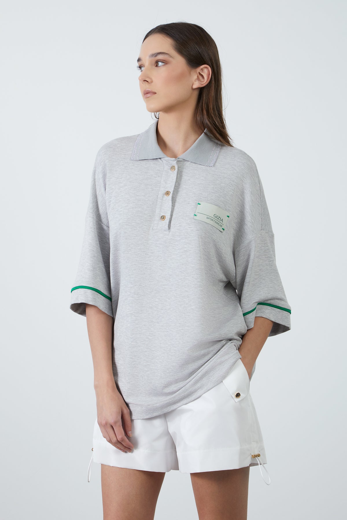 Gömlek Yaka Bol Sweatshirt