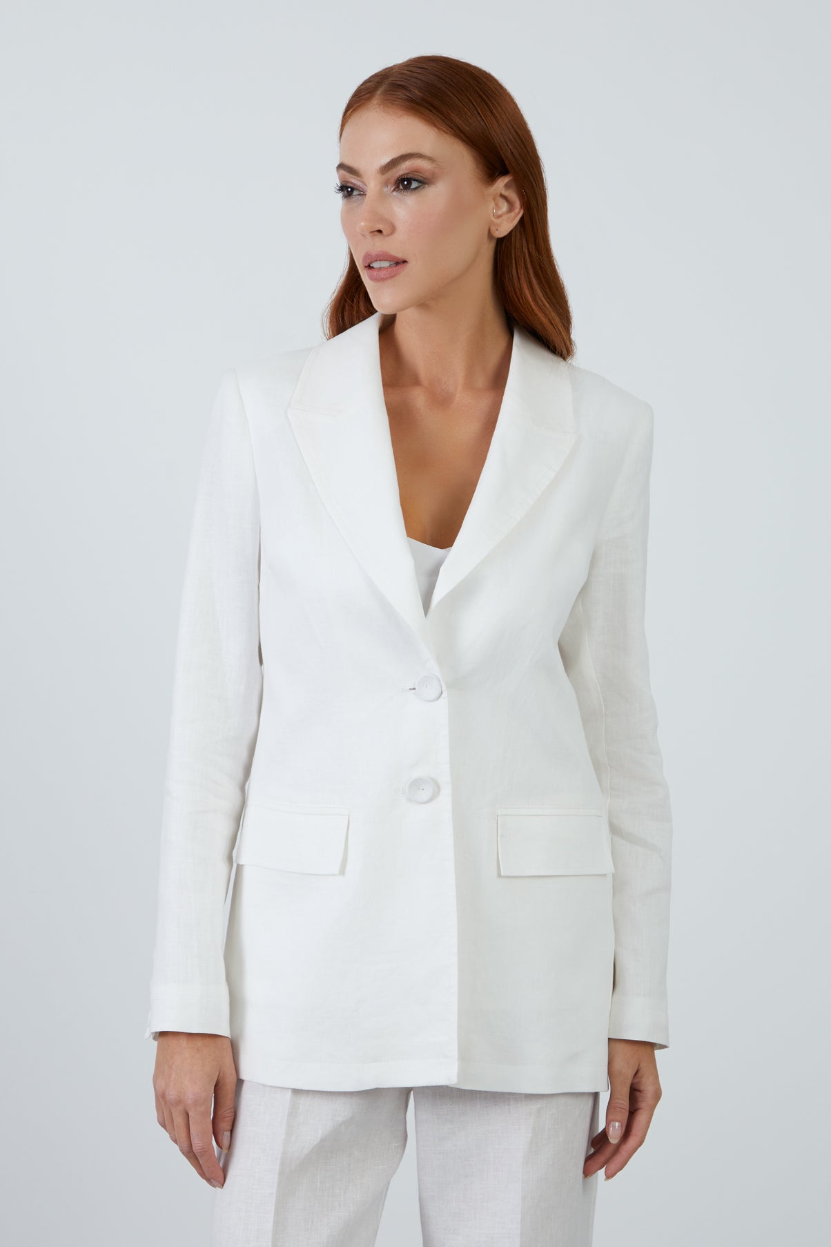 Uzun Kollu Keten Ceket