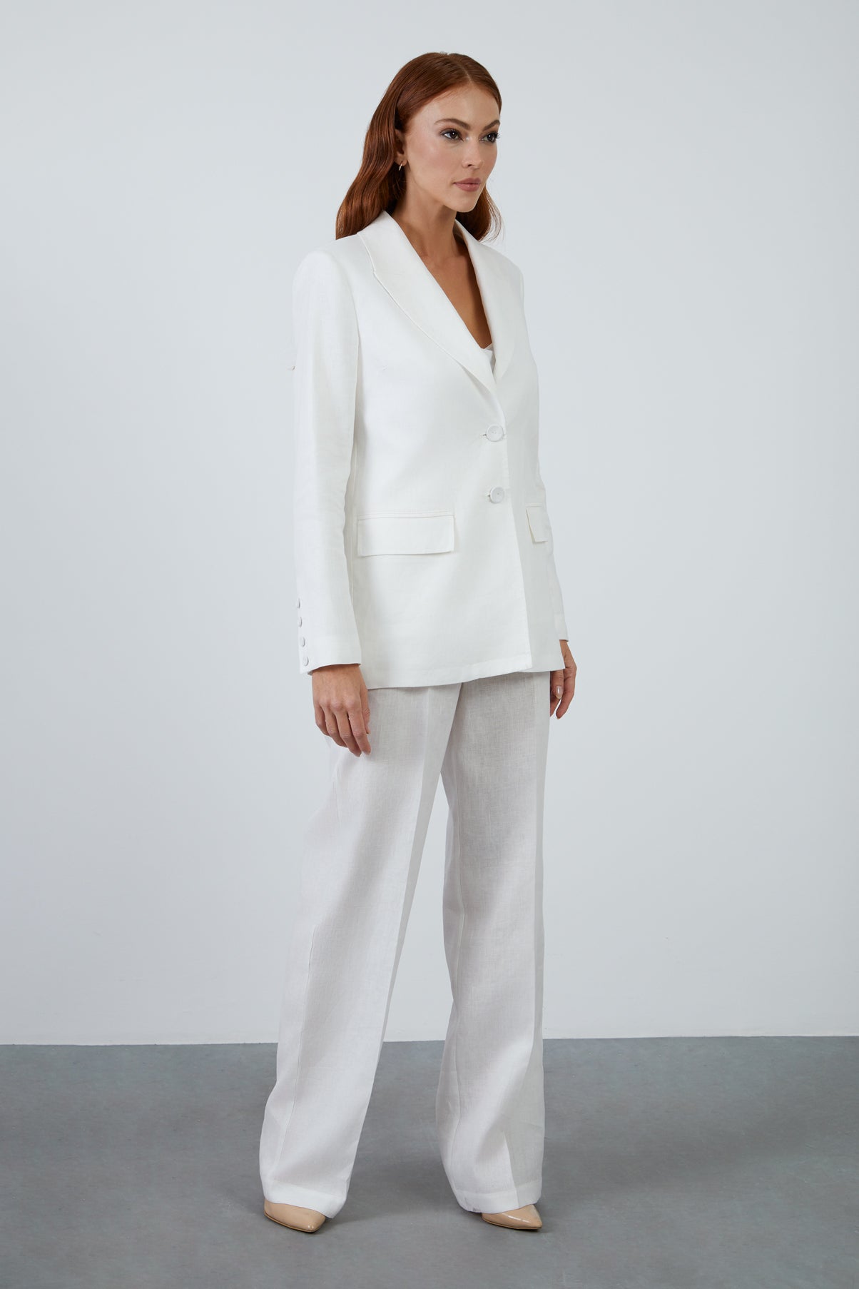 Uzun Kollu Keten Ceket