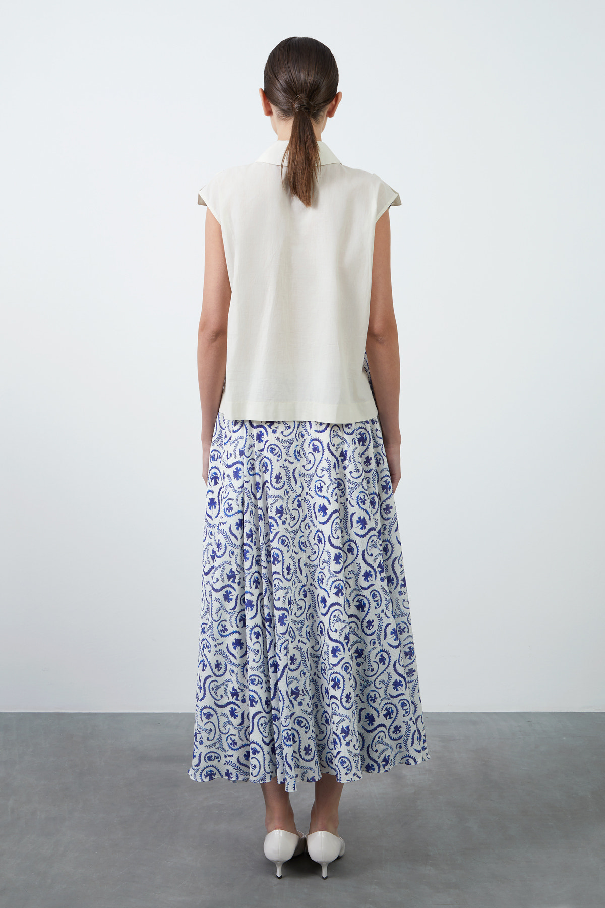 Fermuar Detaylı Önü Desenli Bluz