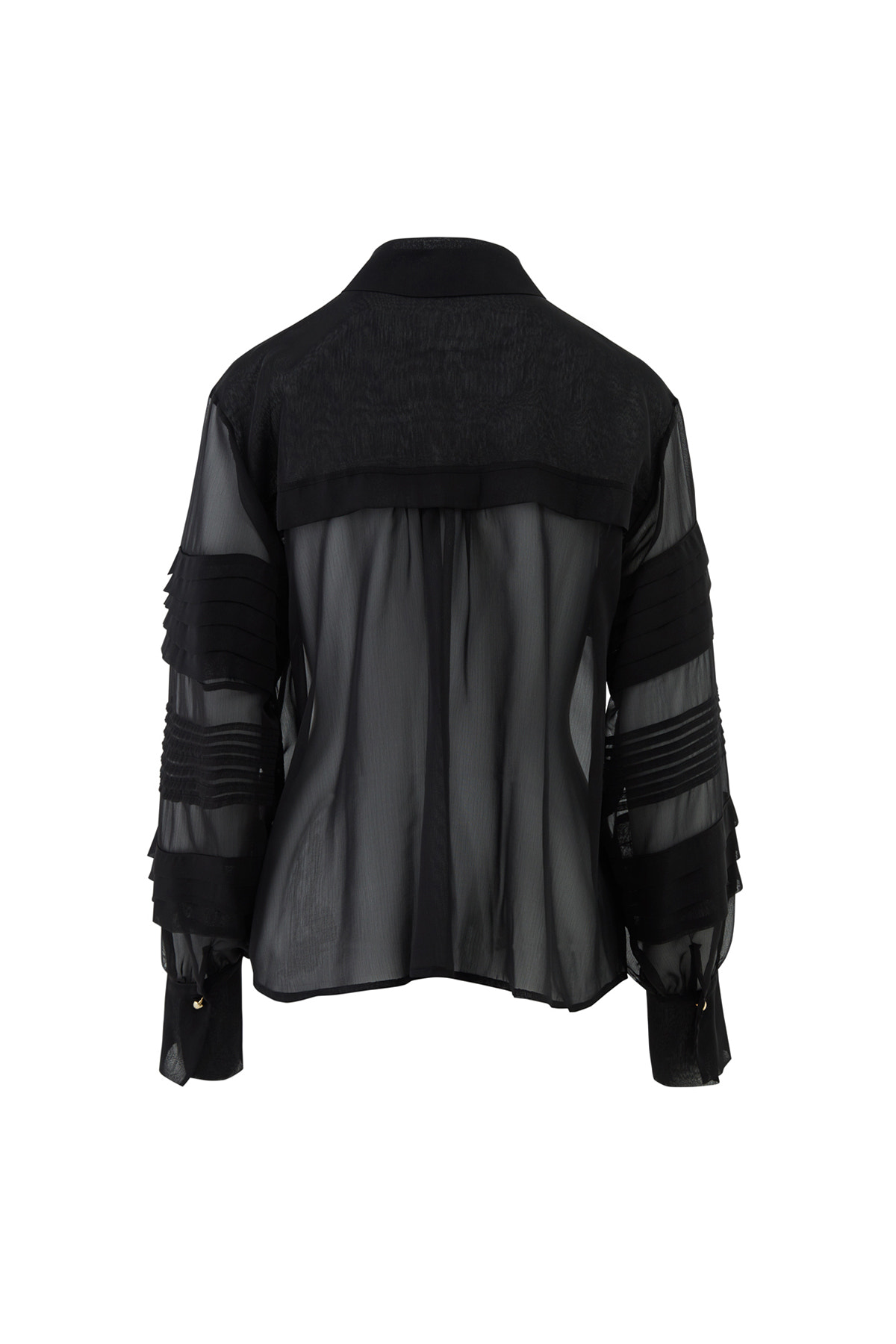 Kolları Nevrür Detaylı Transparan Şifon Gömlek