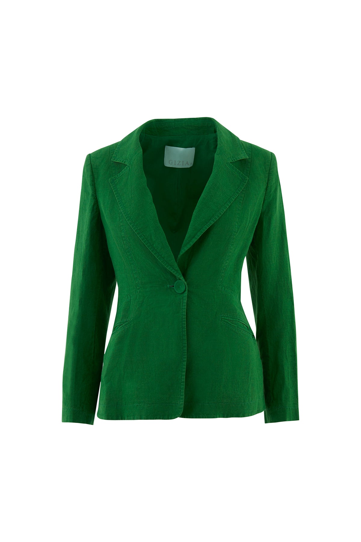 Tek Düğme Kapamalı Uzun Kol Koyu Keten Ceket