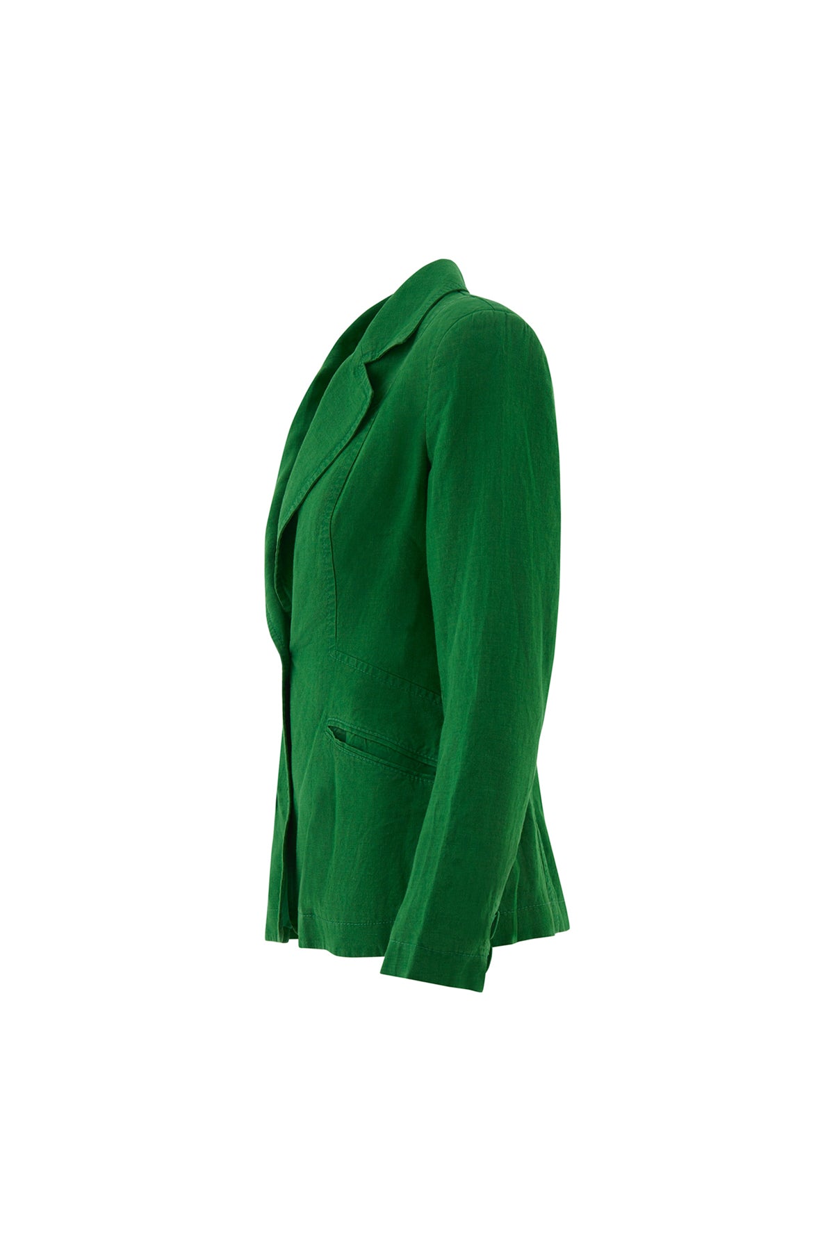 Tek Düğme Kapamalı Uzun Kol Koyu Keten Ceket