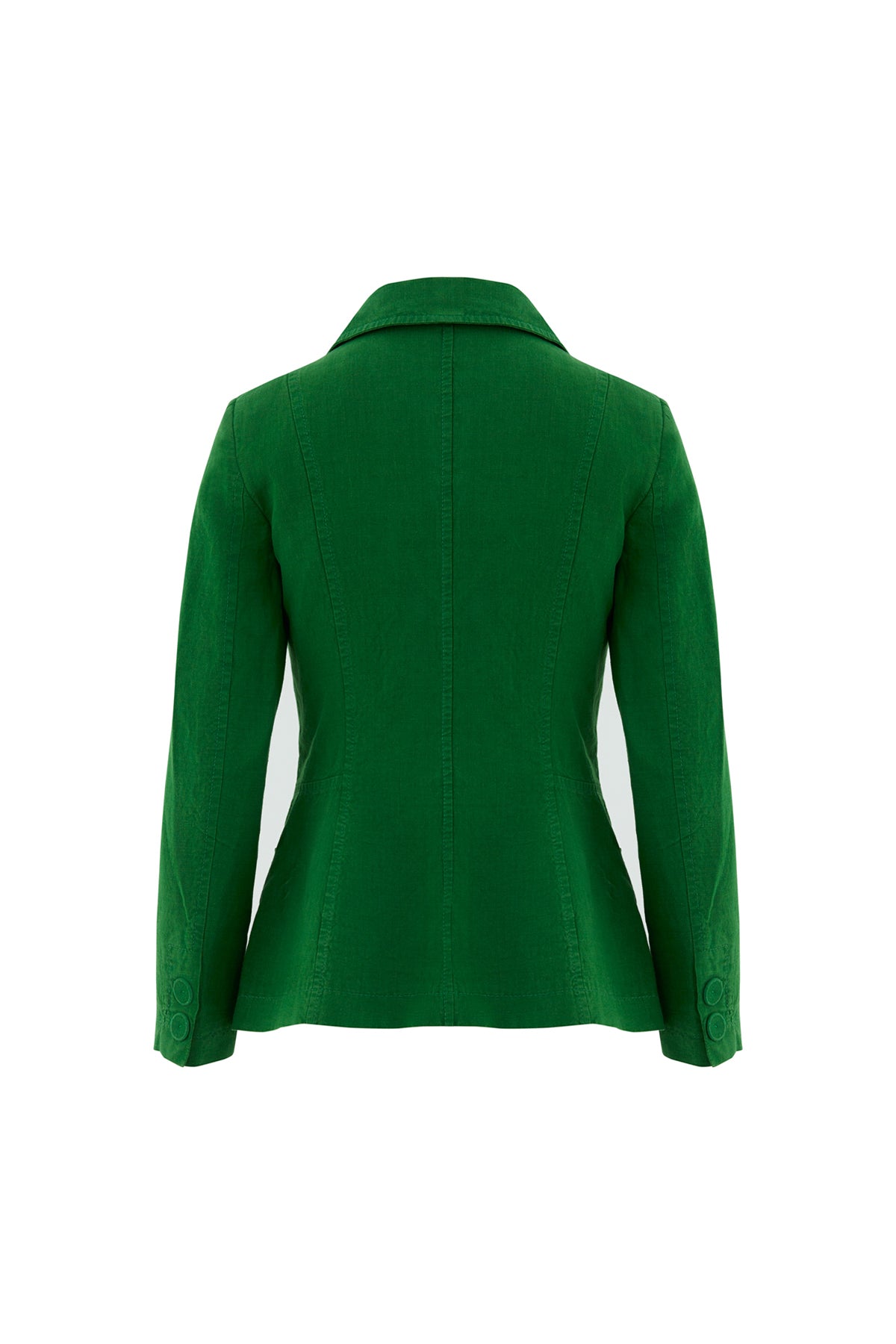 Tek Düğme Kapamalı Uzun Kol Koyu Keten Ceket