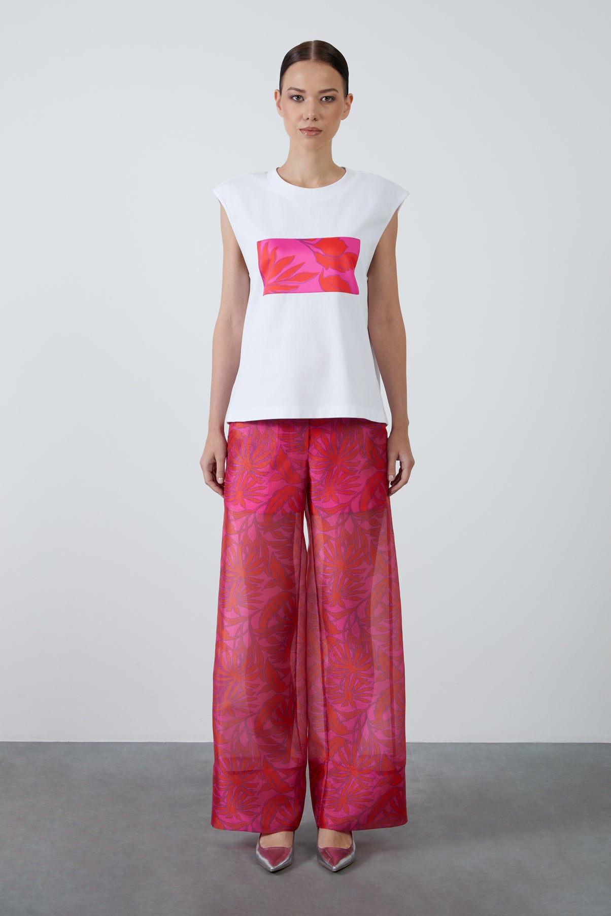 Ön Beden Pano Desenli Bluz