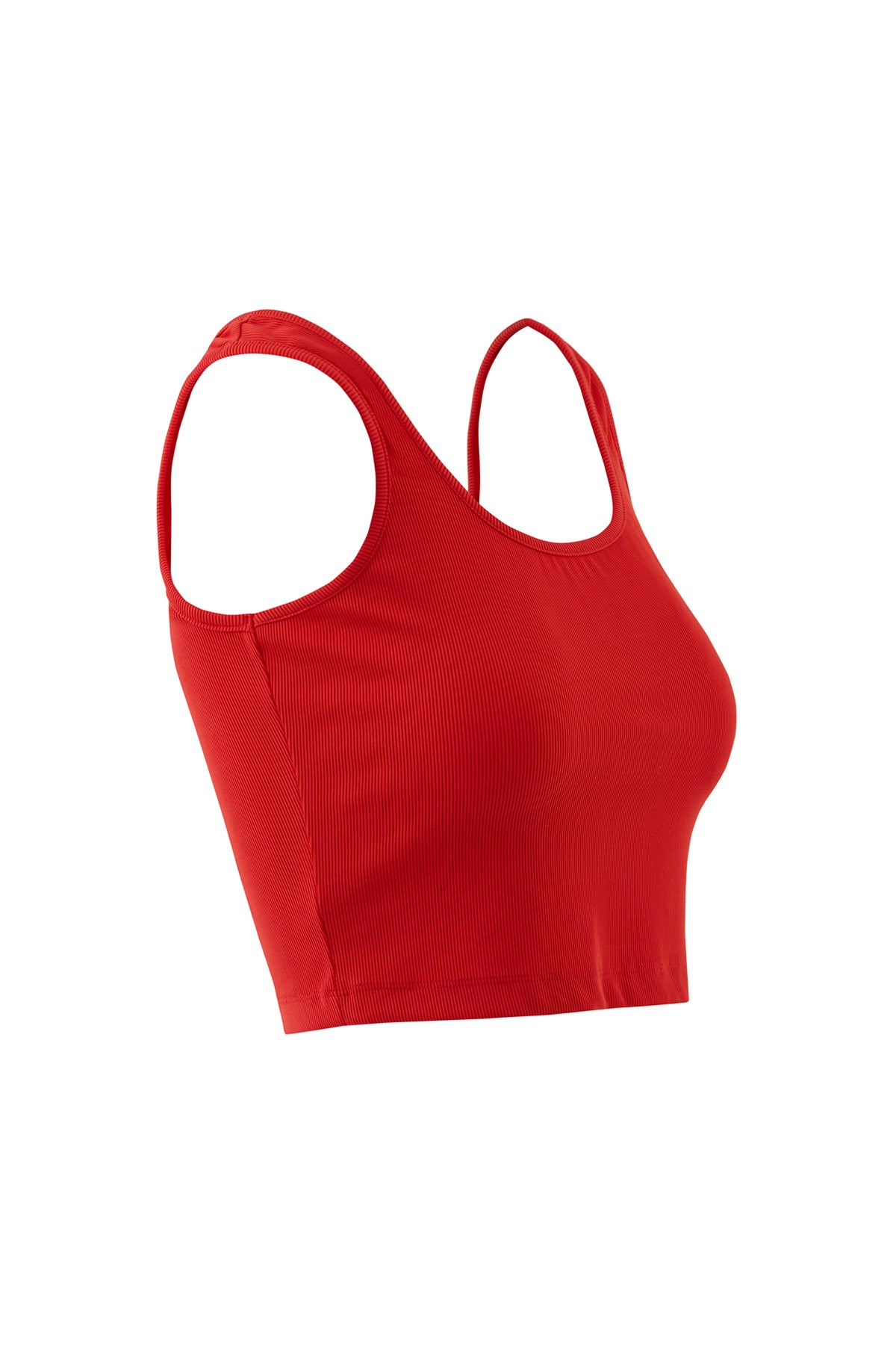 Basıc Askılı V Yaka Mercan Crop Top