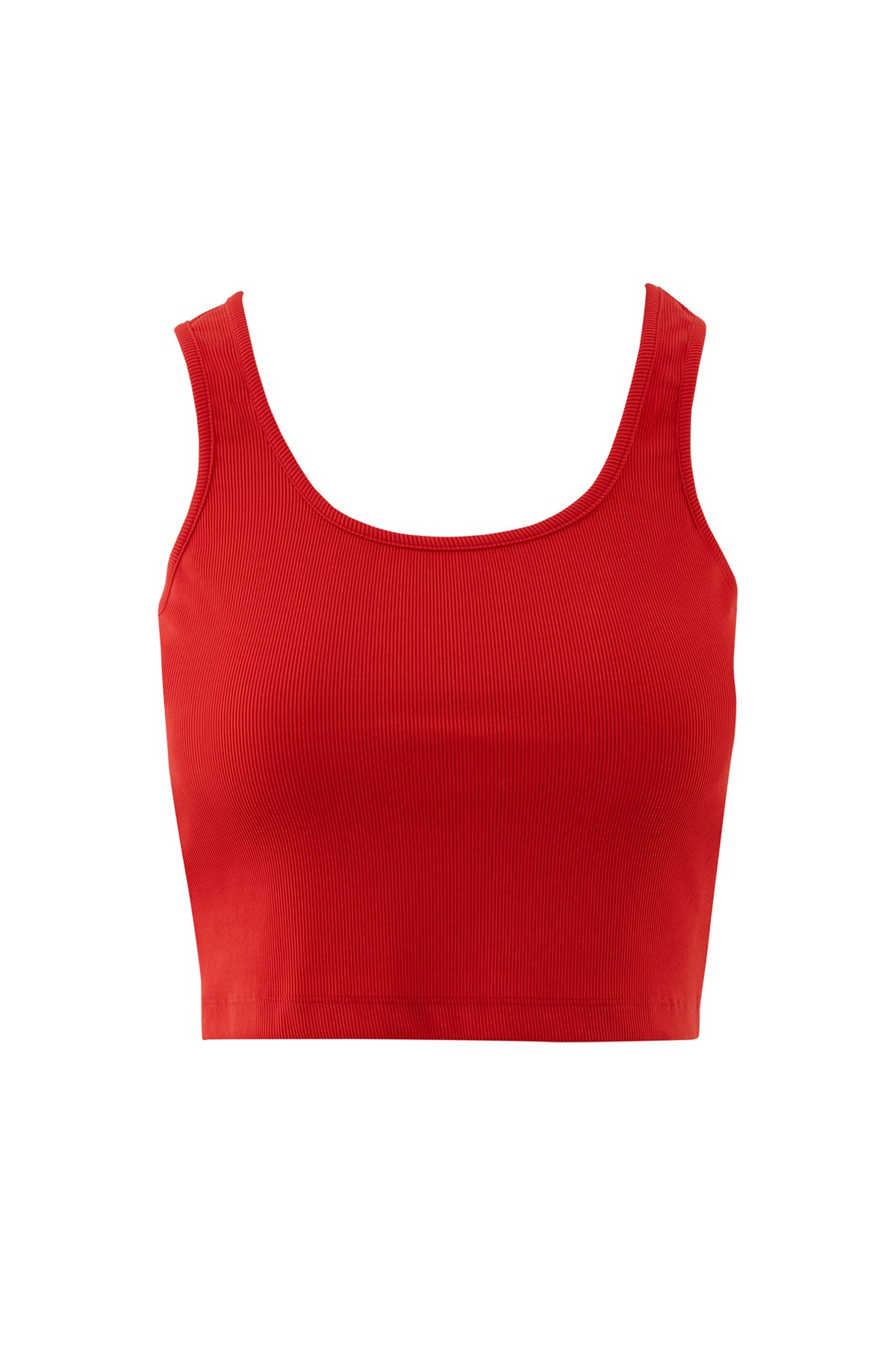 Basıc Askılı V Yaka Mercan Crop Top