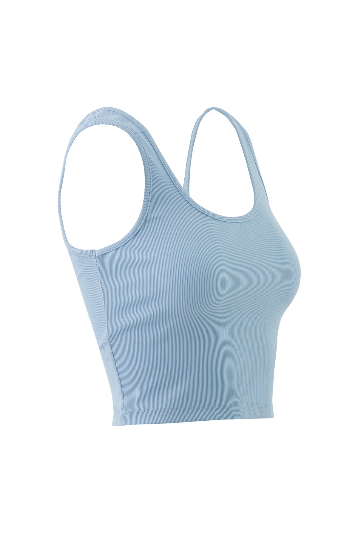 Basıc Askılı Mavi Crop Top