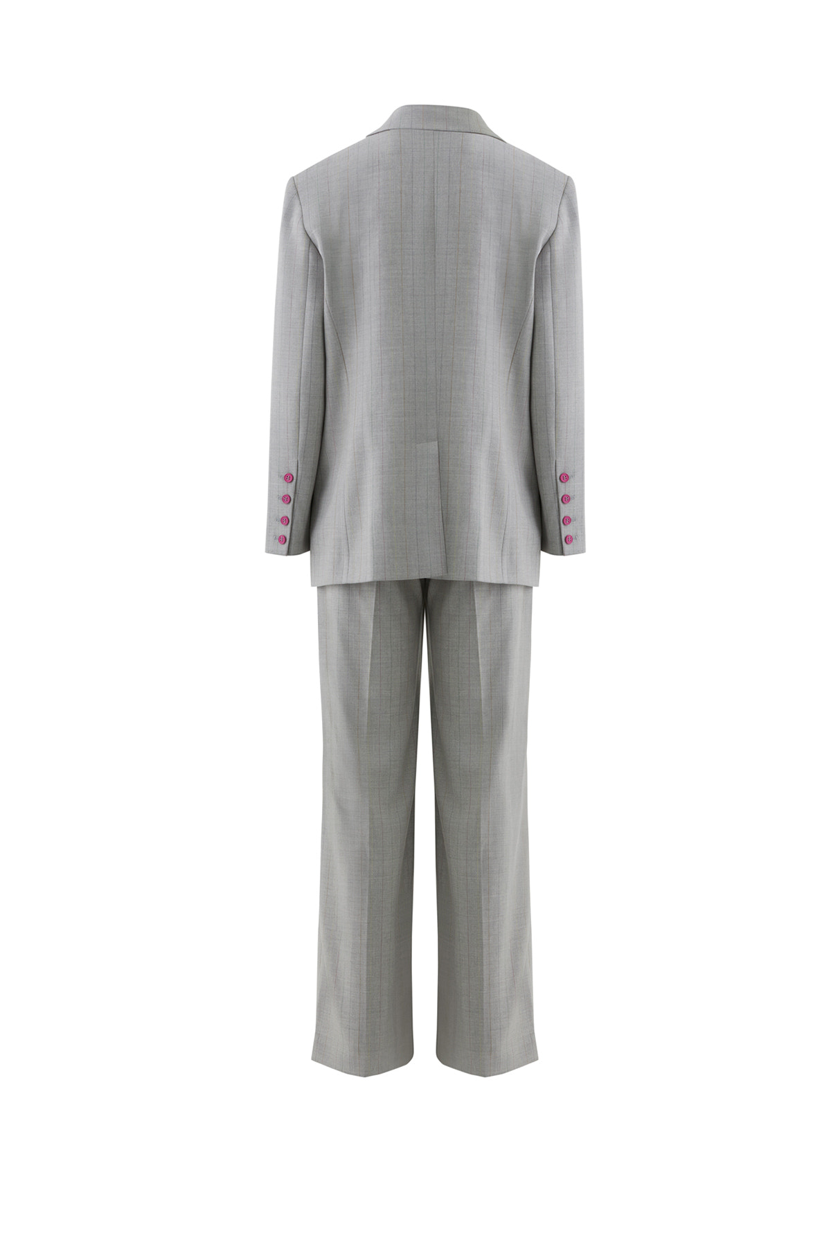 Düğme Detaylı Çizgili Takım Elbise