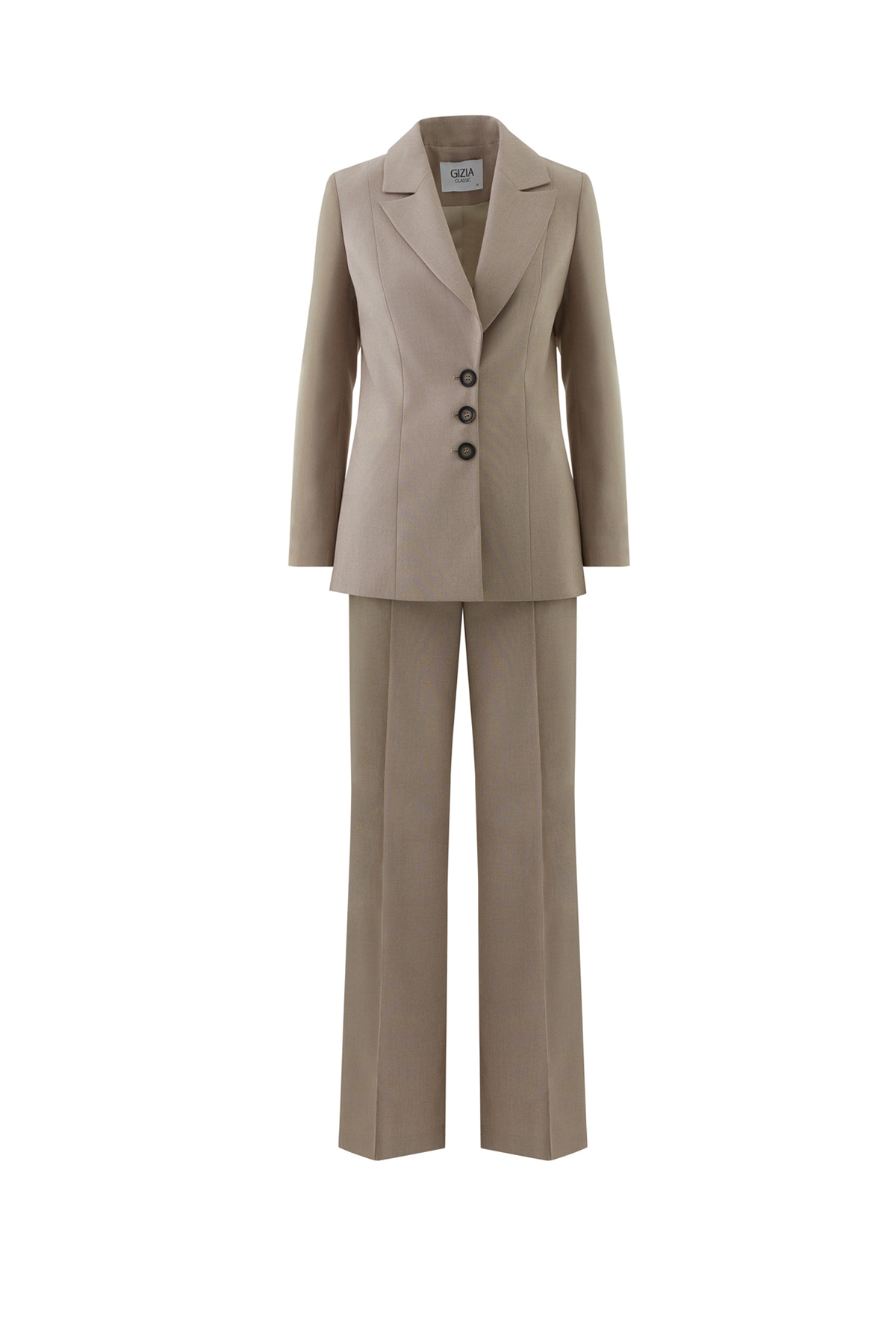 Mono Kapamalı Bele Oturan Pol Paça Pantolonlu Takım