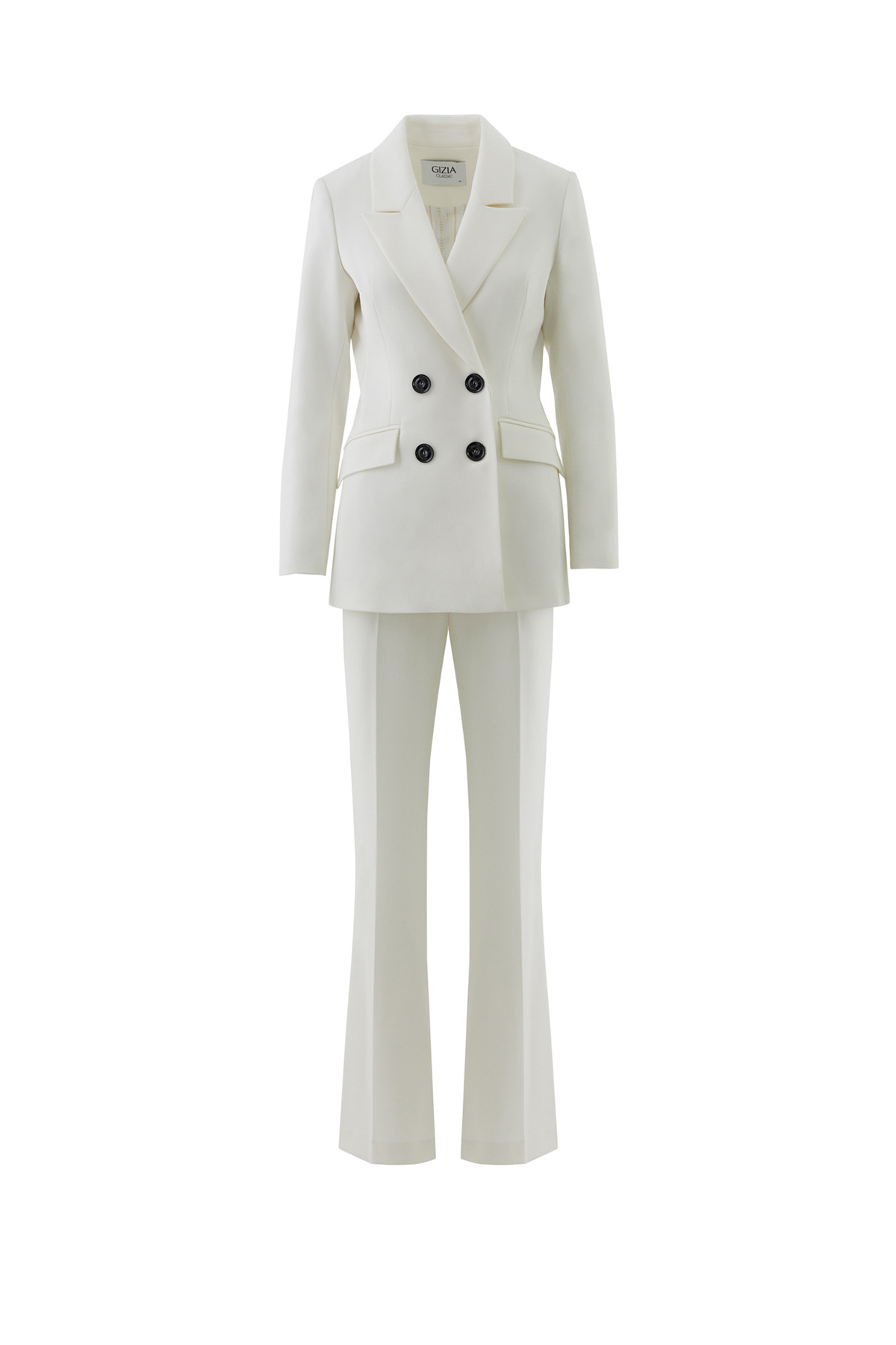 Kruvaze Kapamalı İspanyol Paça Pantolonlu Fit Turkuaz Takım