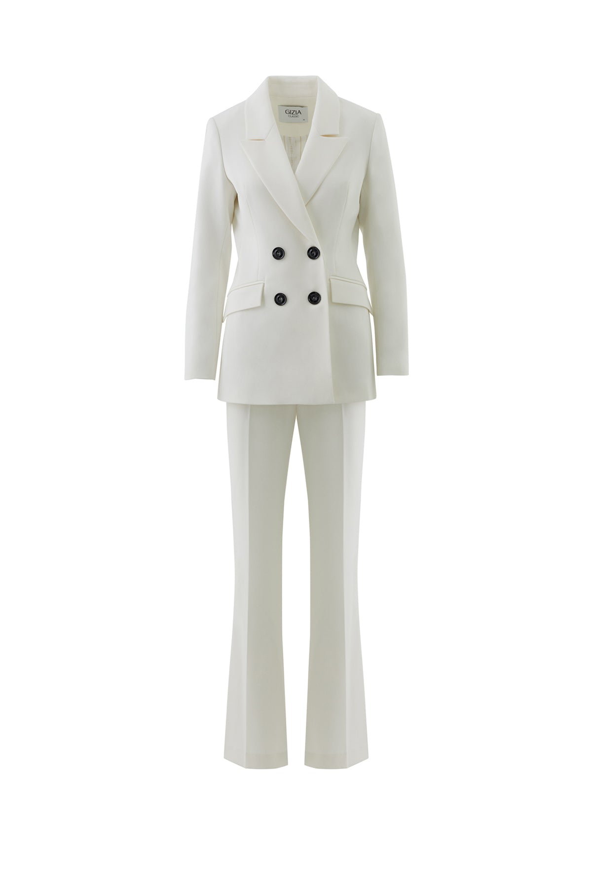 Kruvaze Kapamalı İspanyol Paça Pantolonlu Fit Turkuaz Takım