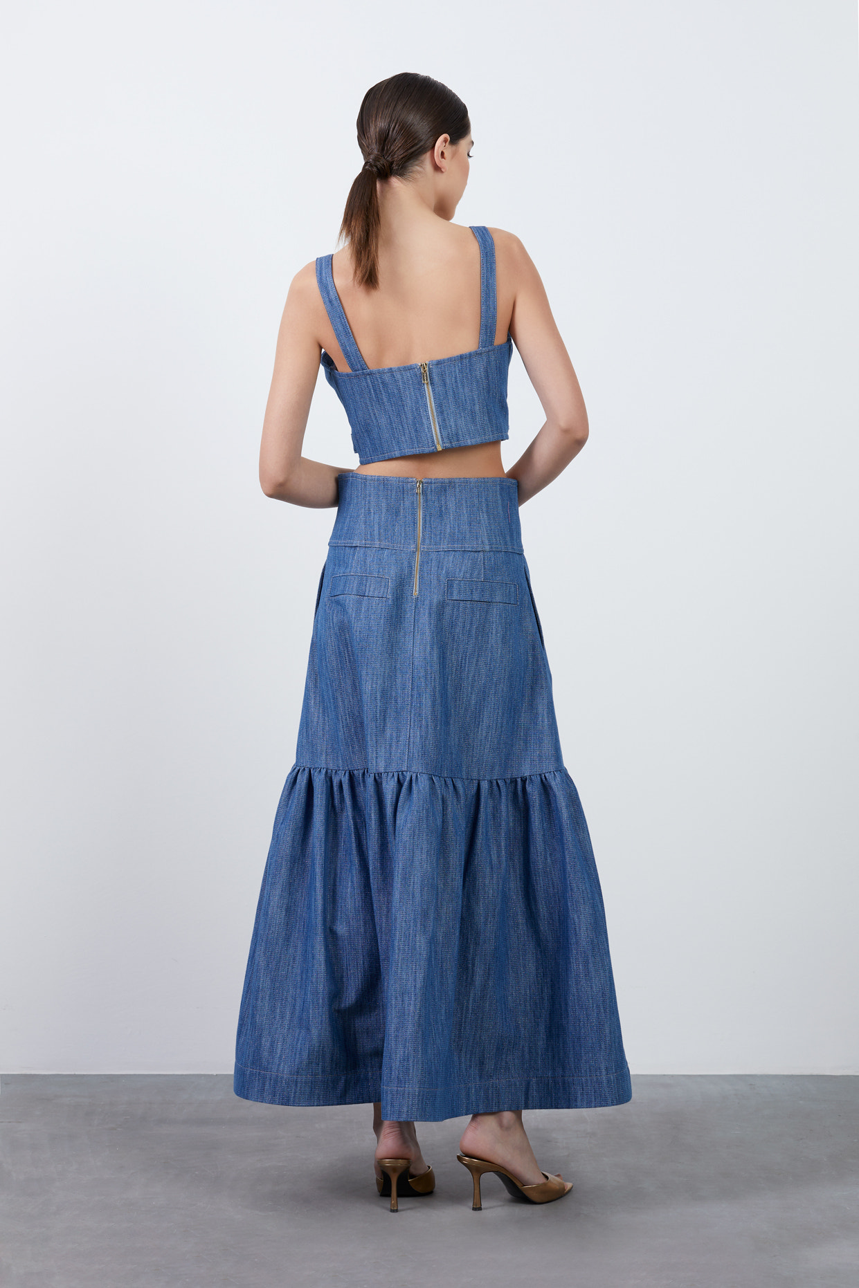 Fermuar Detaylı Uzun Etek