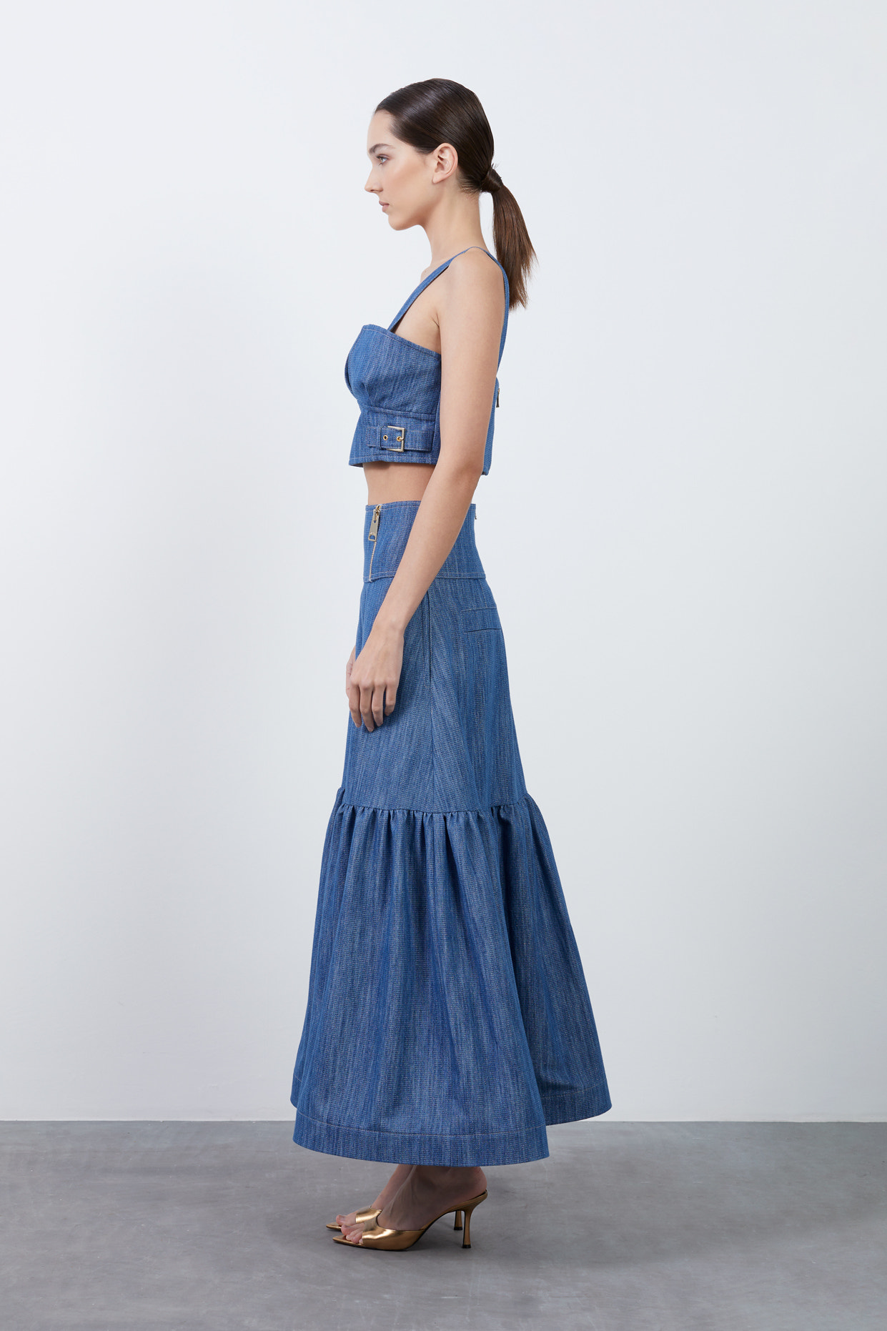 Fermuar Detaylı Uzun Etek